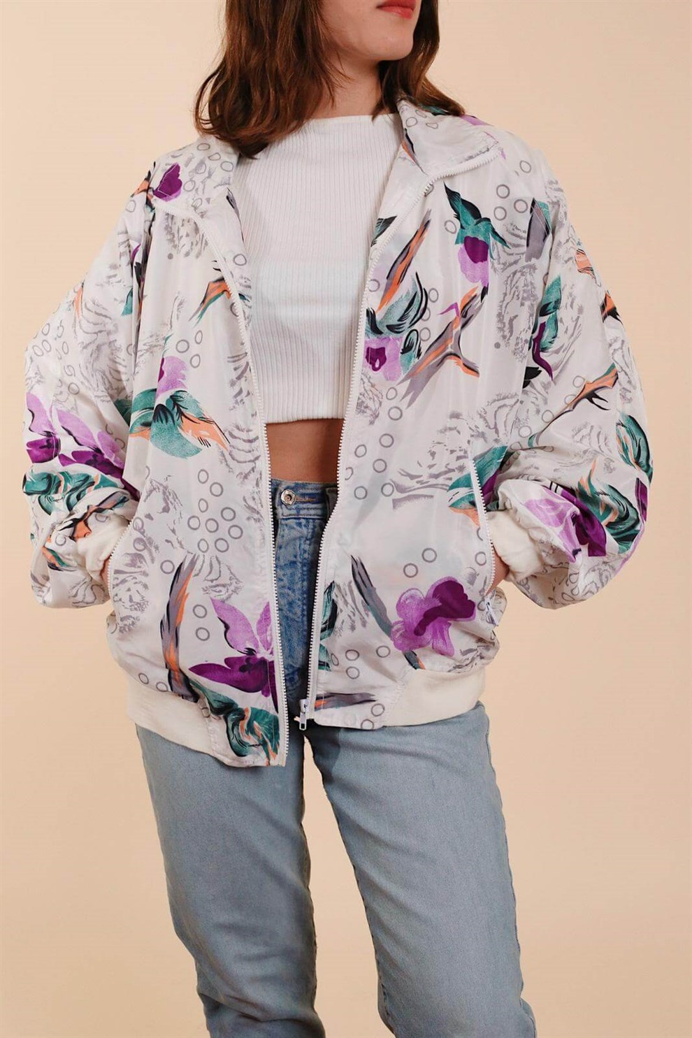 90lar Floral Bomber