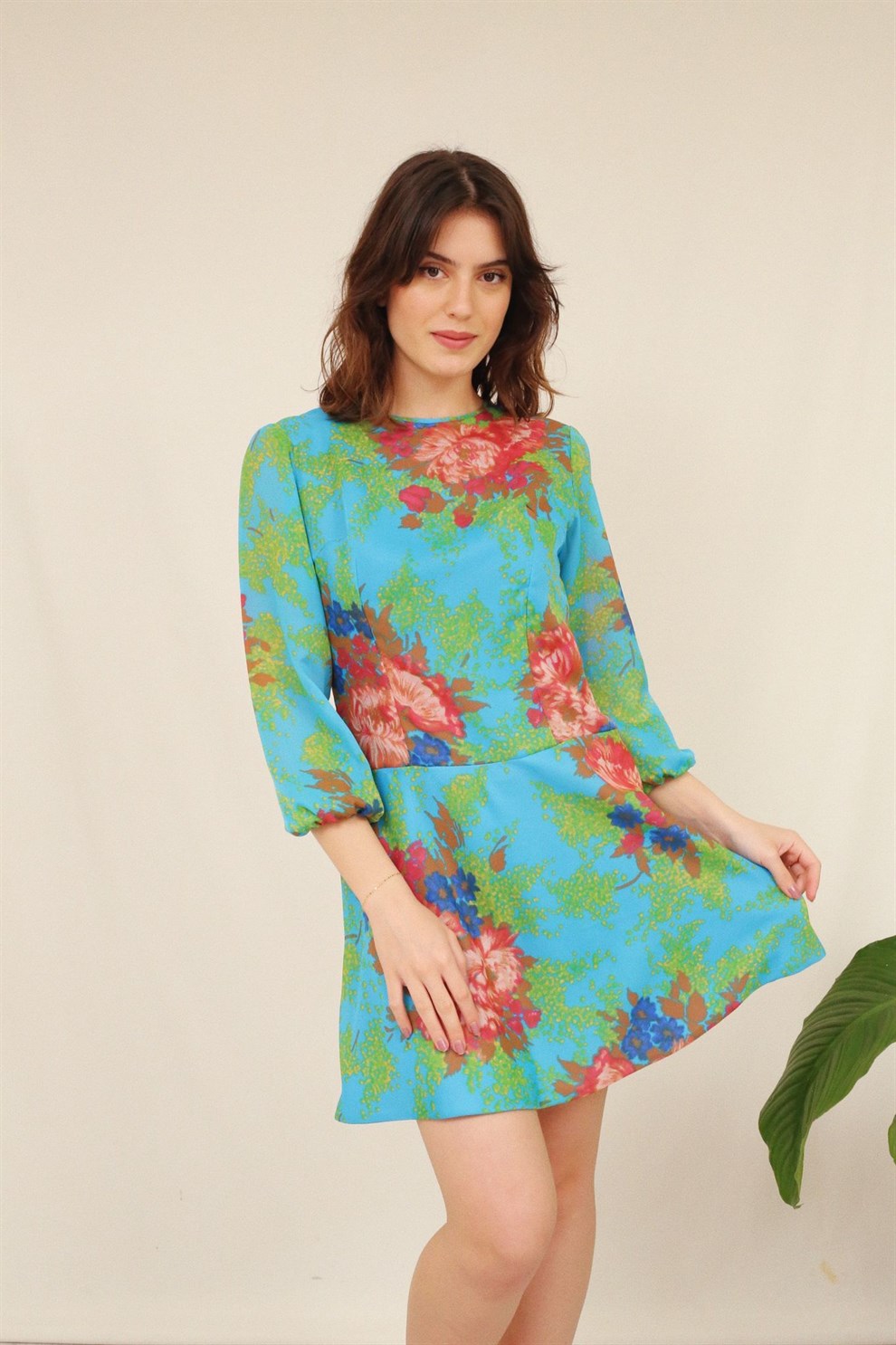 90lar Floral Elbise