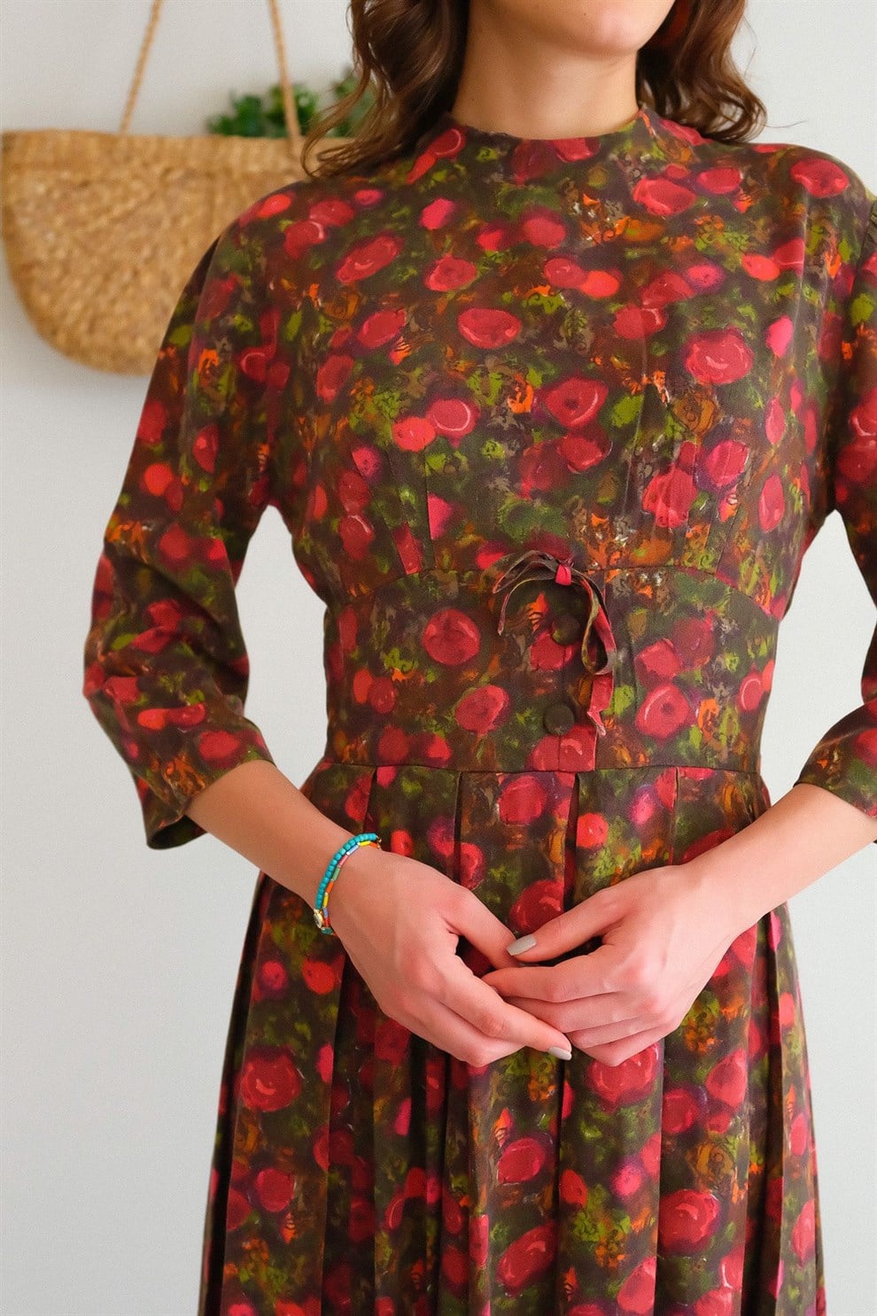 90lar Floral Elbise