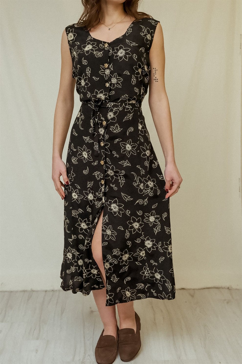 90lar Floral Elbise