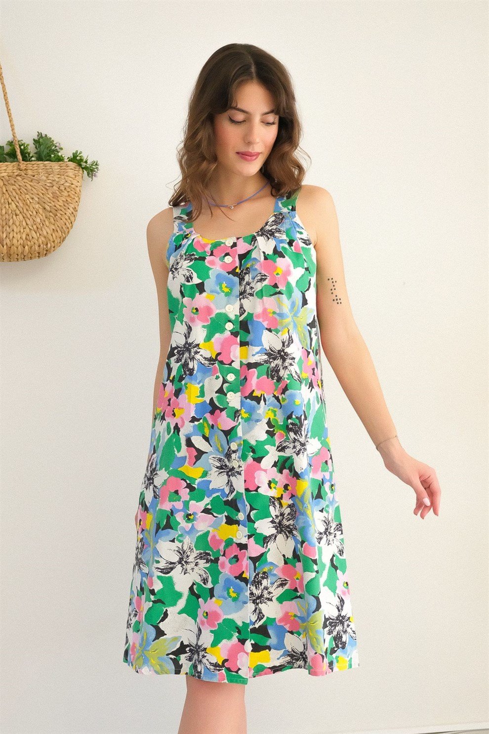 90lar Floral Elbise