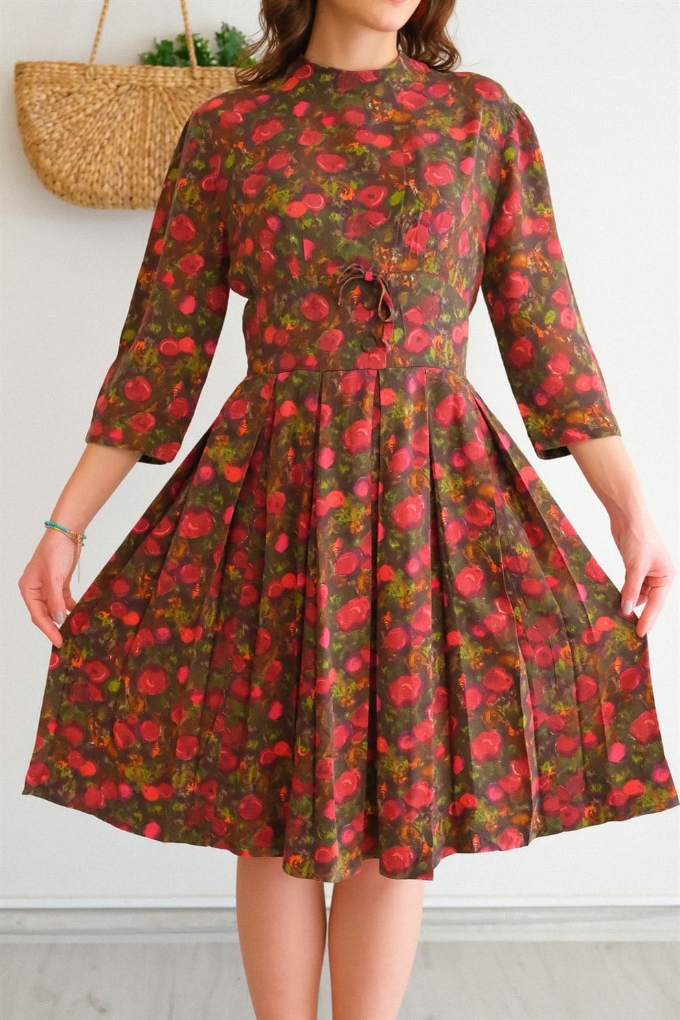 90lar Floral Elbise