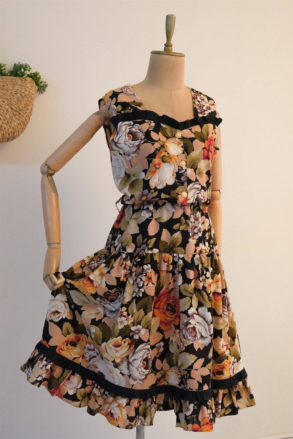 90lar Floral Elbise