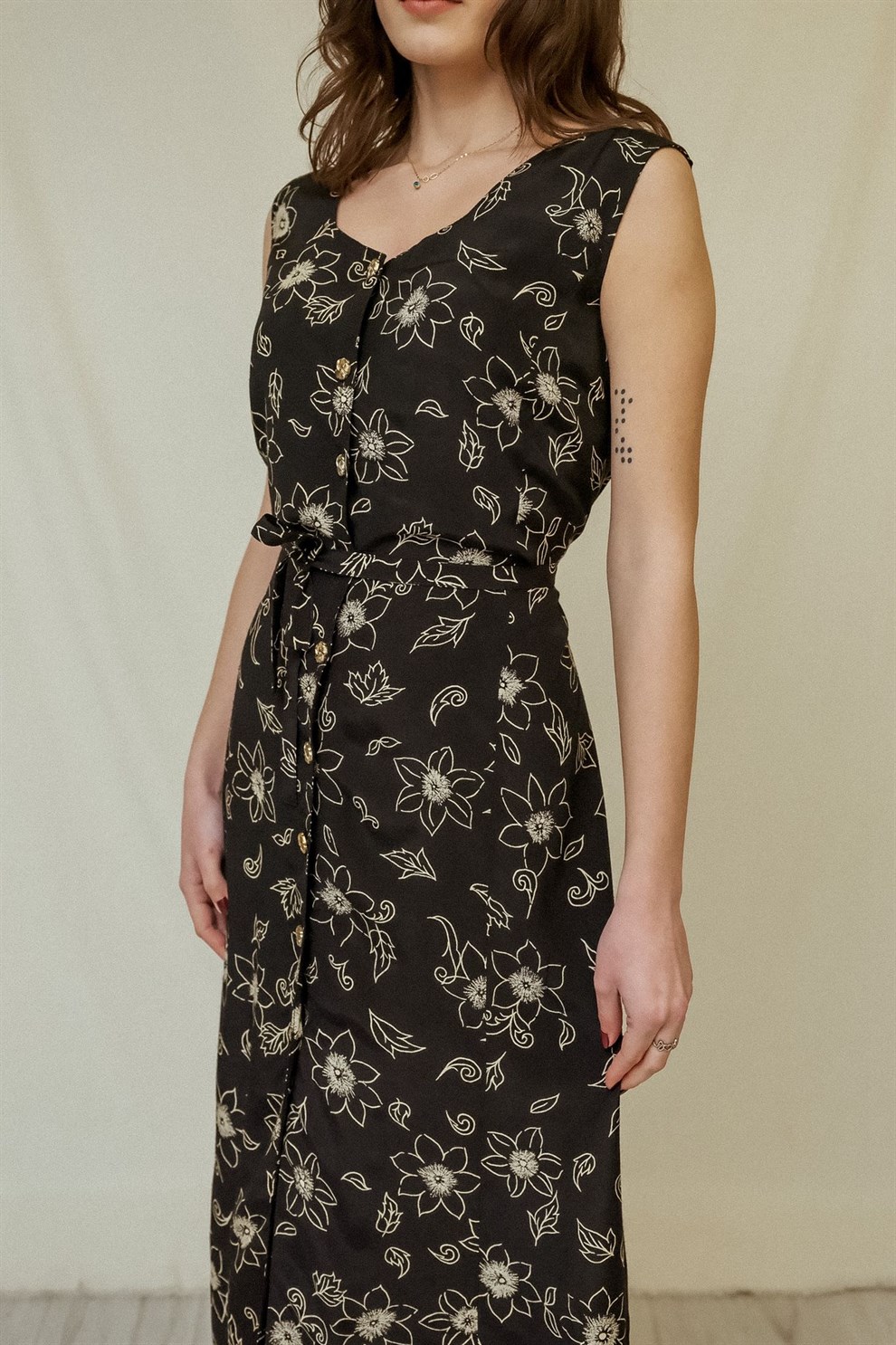 90lar Floral Elbise
