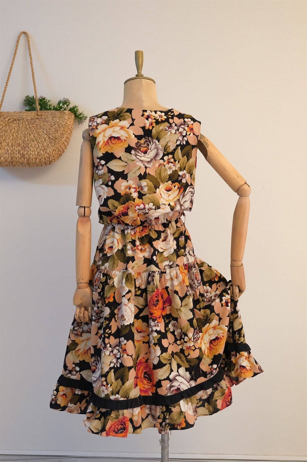 90lar Floral Elbise