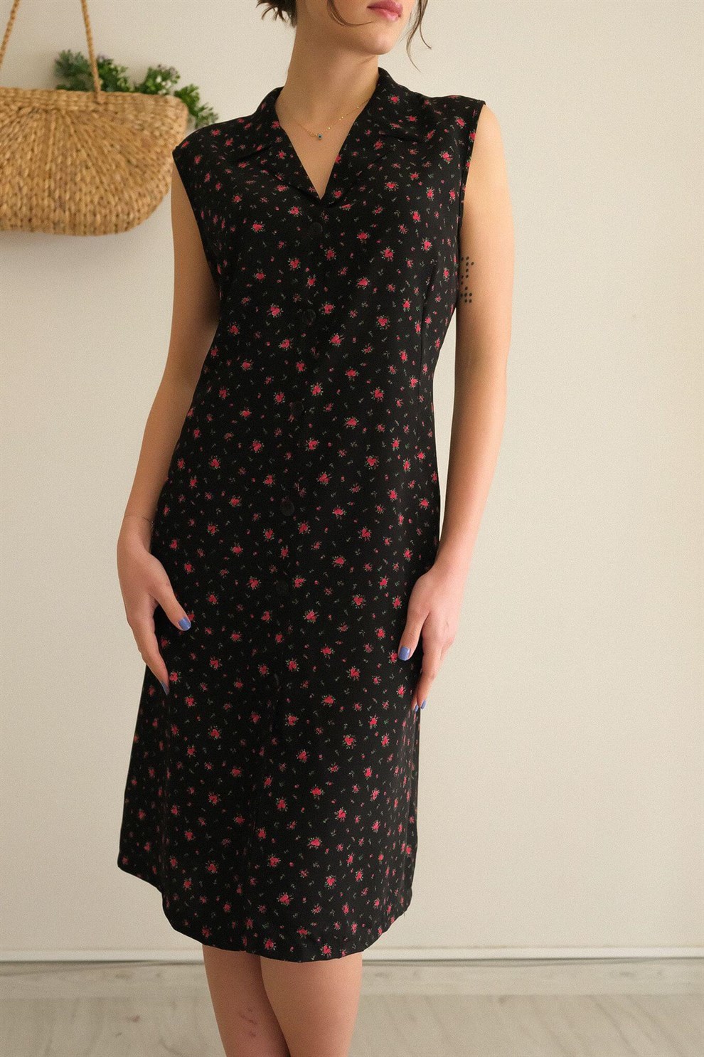90lar Floral Elbise
