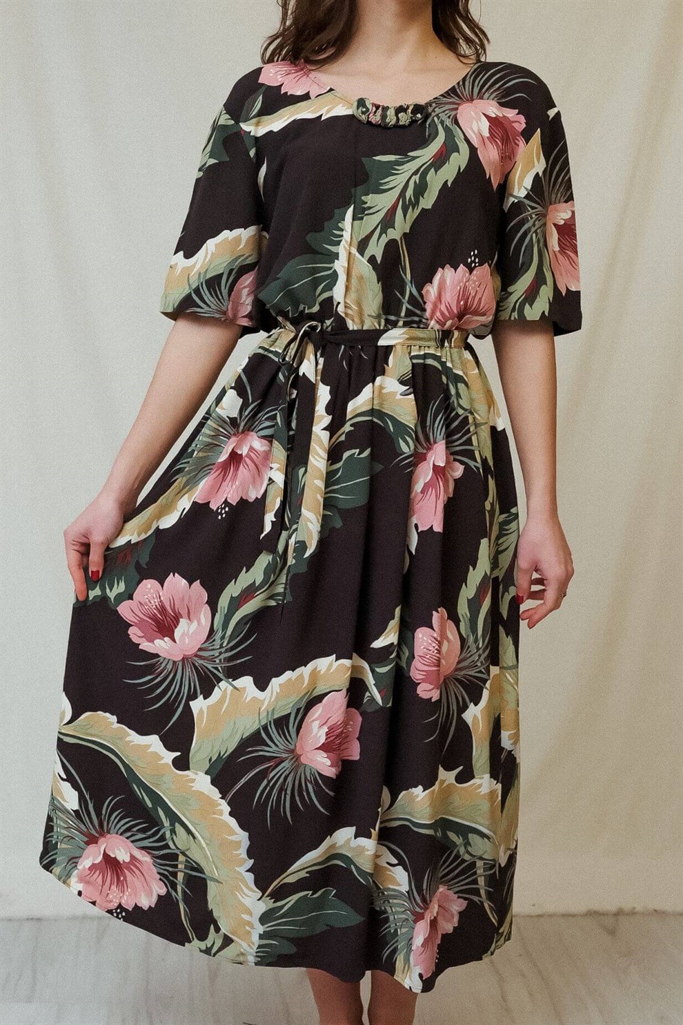 90lar Floral Elbise