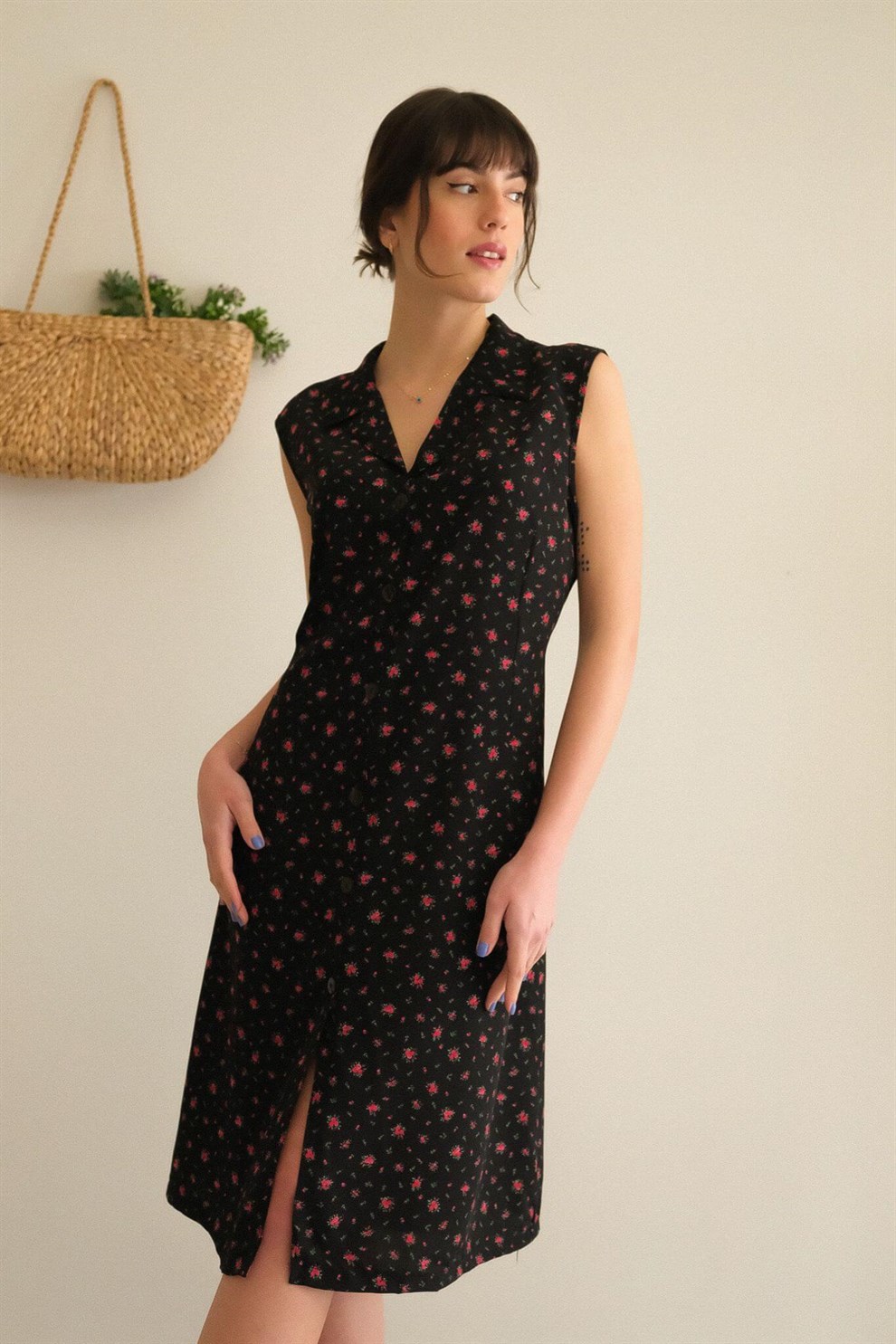 90lar Floral Elbise