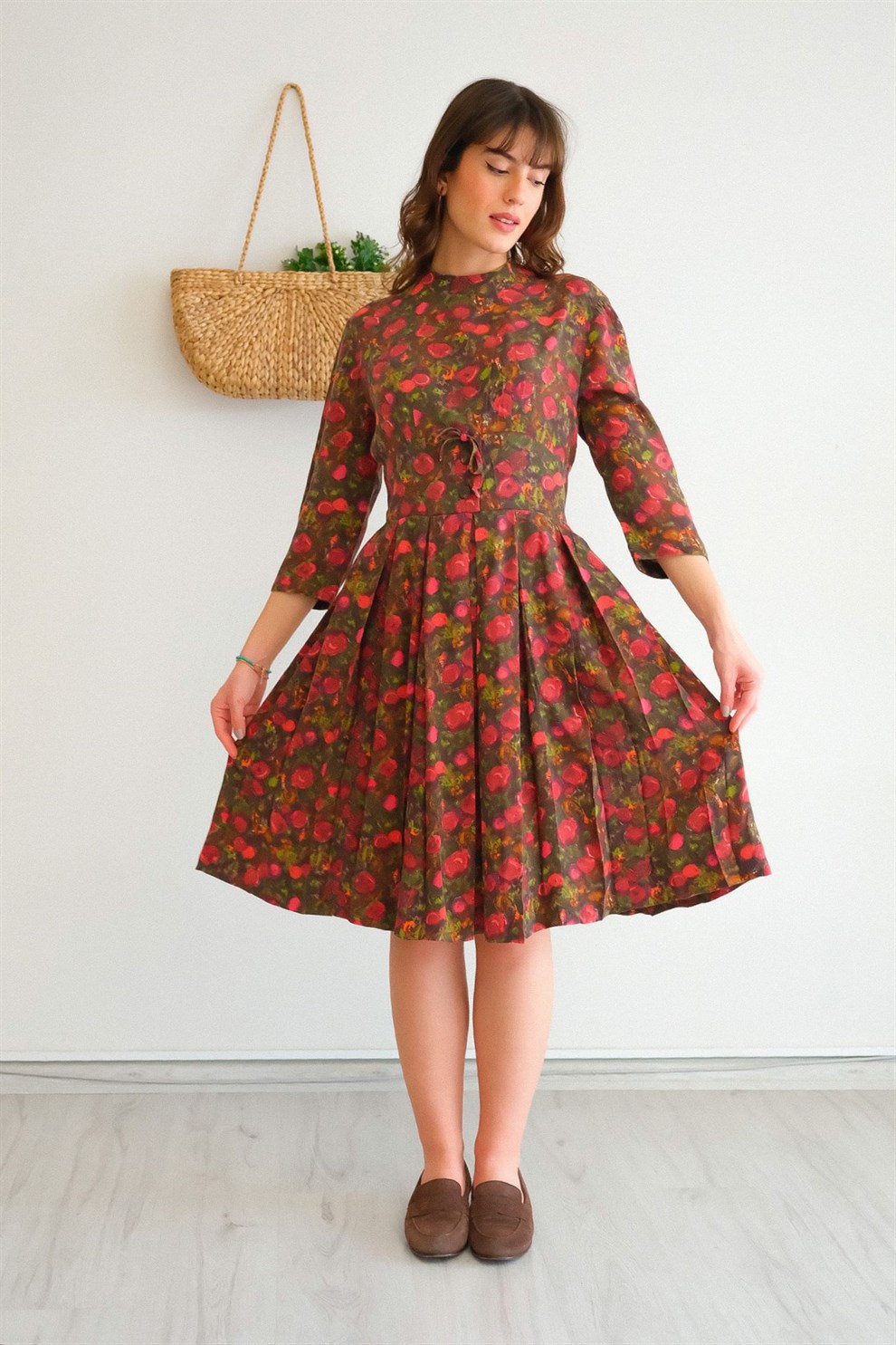 90lar Floral Elbise