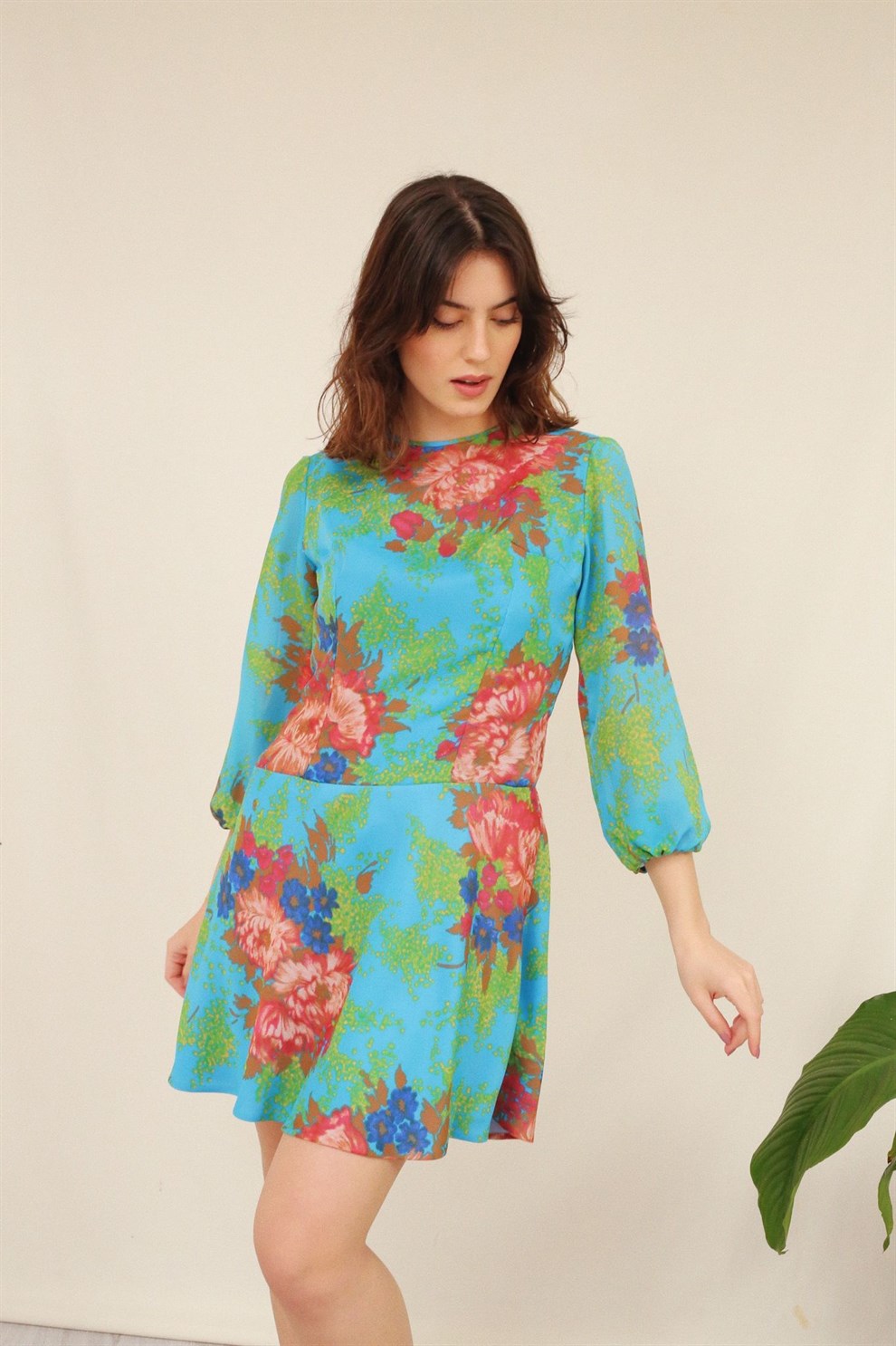 90lar Floral Elbise