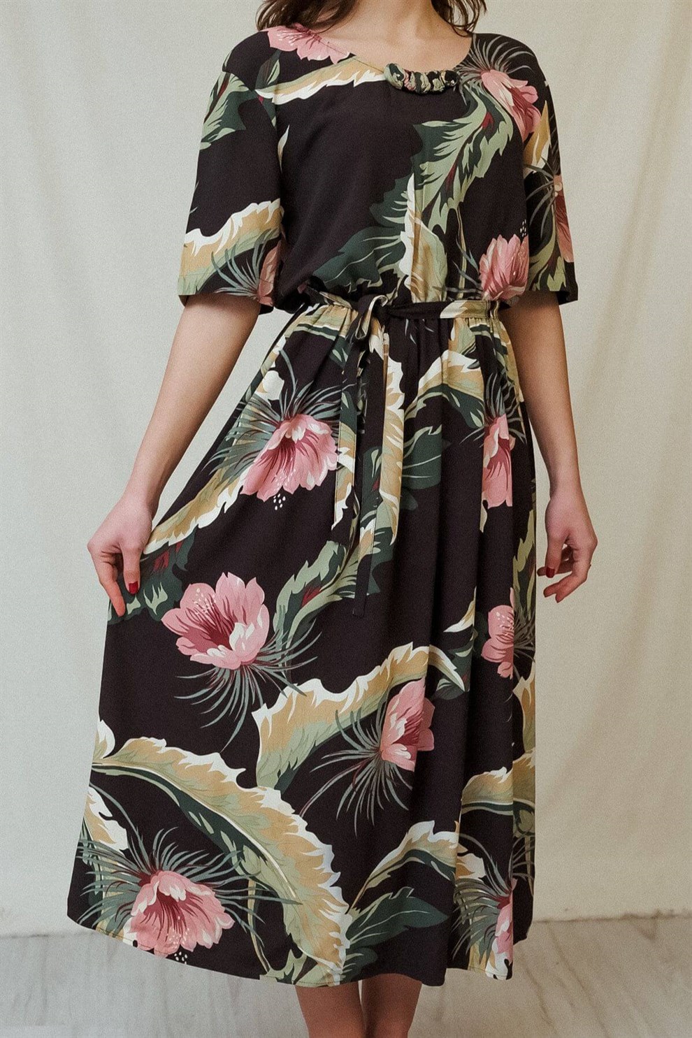 90lar Floral Elbise