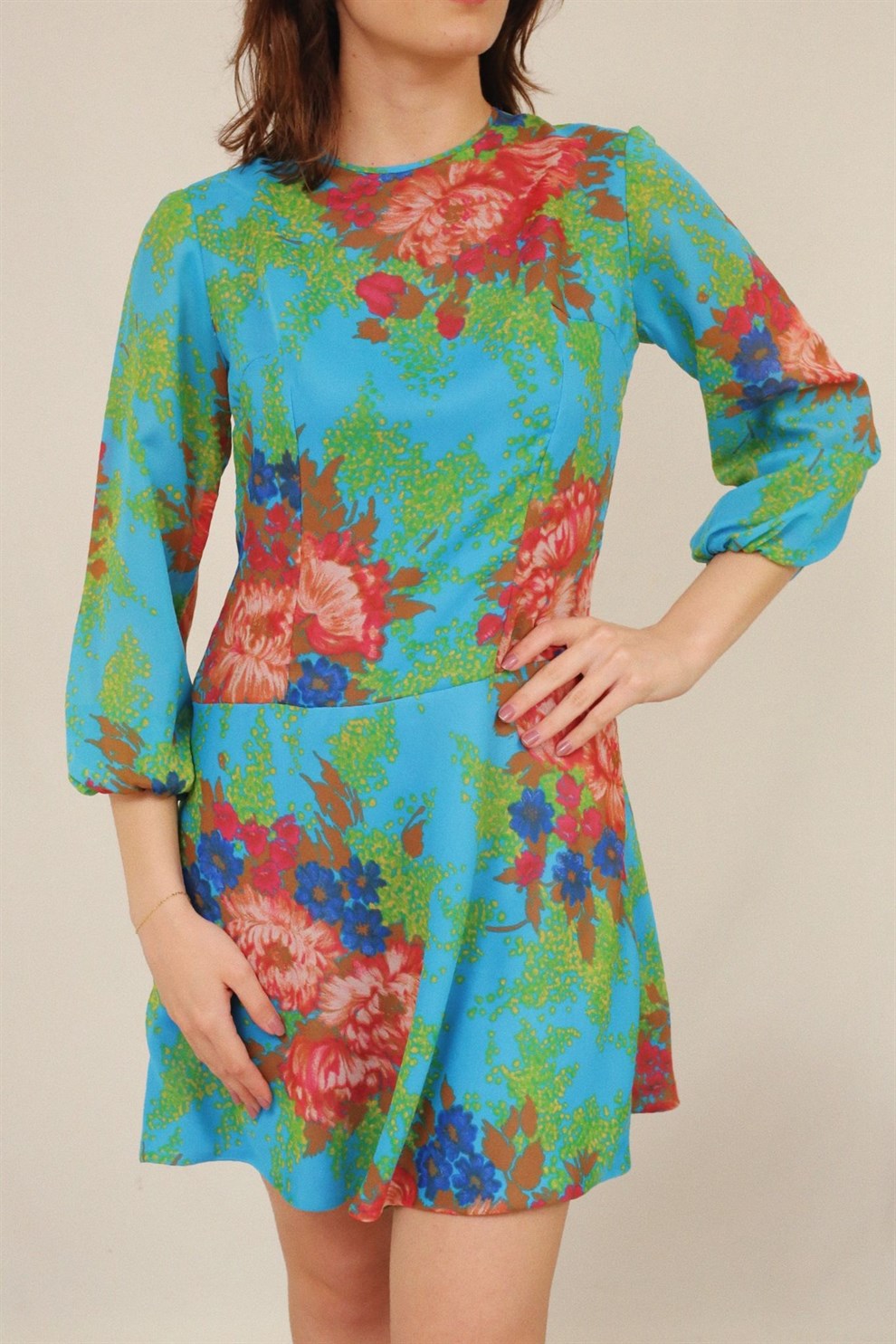 90lar Floral Elbise
