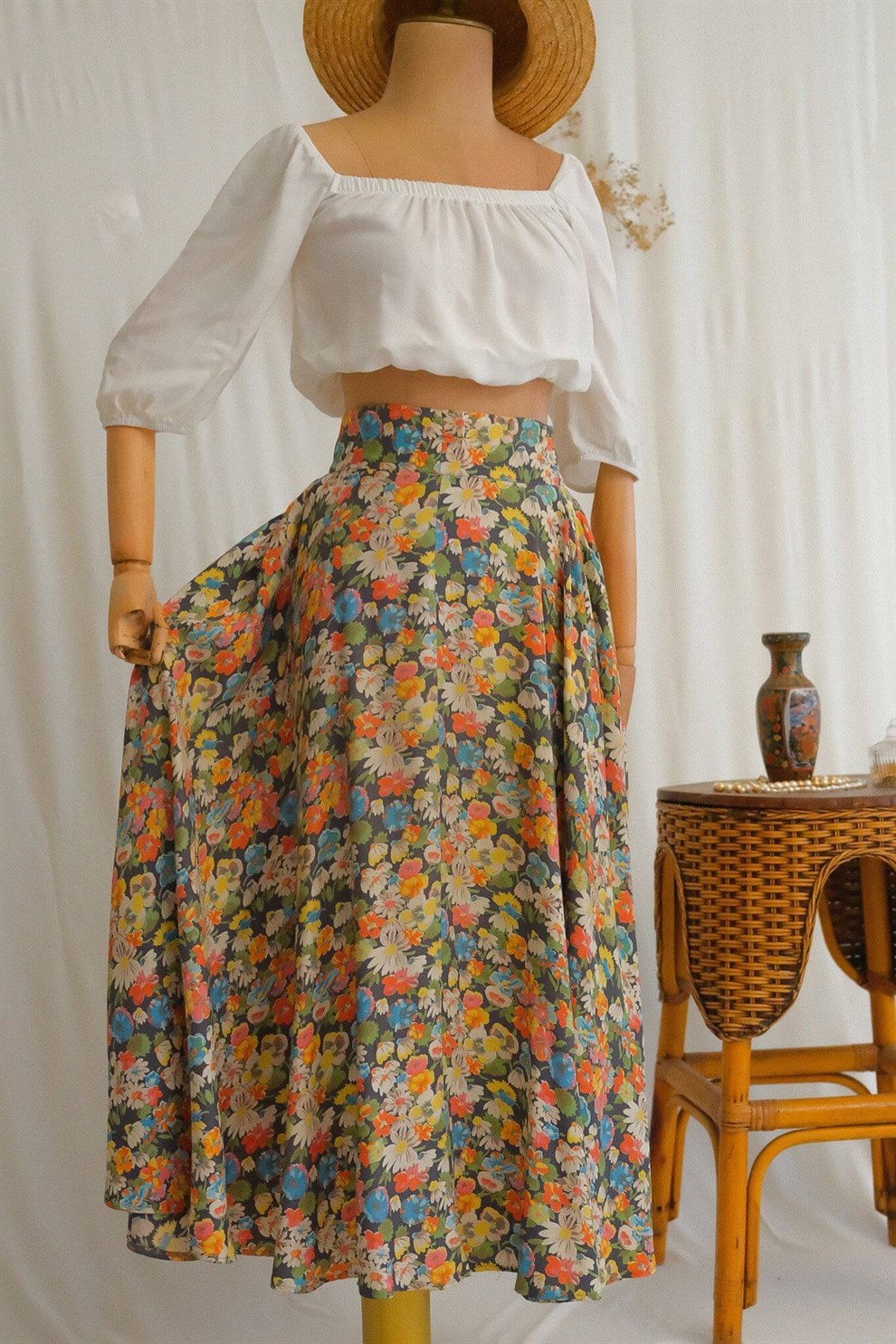90lar Floral Etek