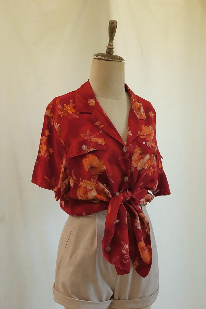 90lar Floral Gömlek