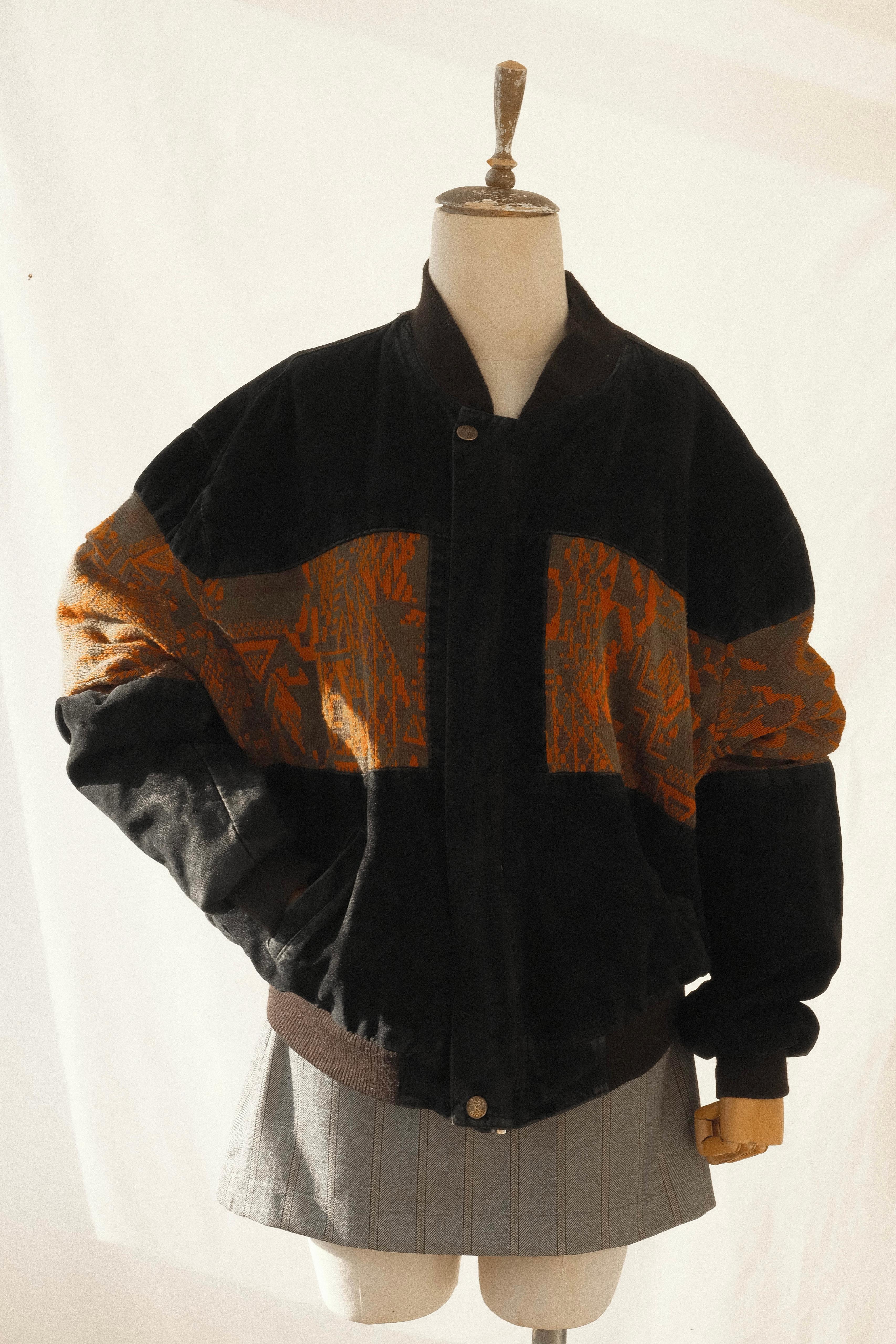 90lar Kadife Aztek Bomber