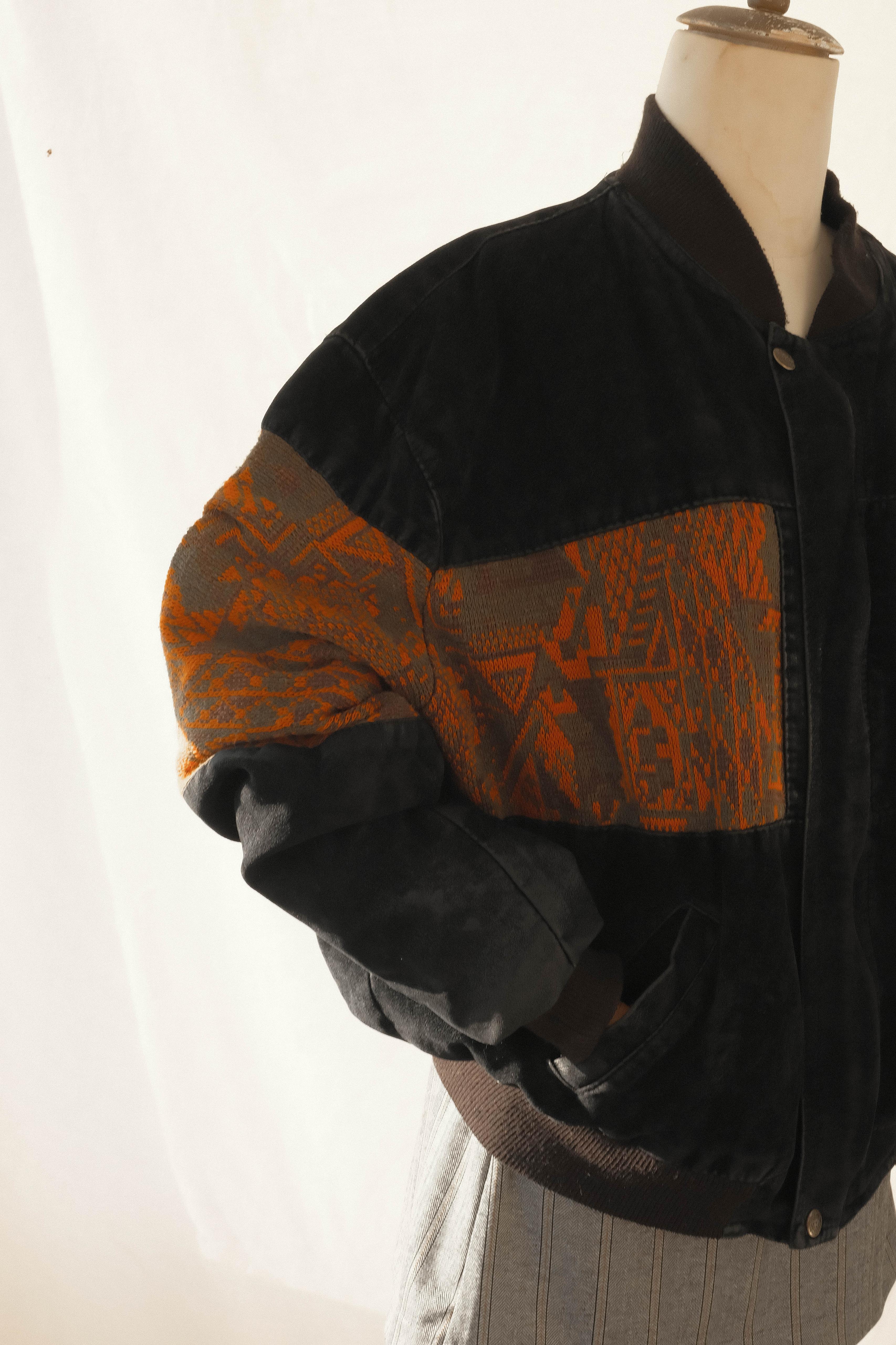 90lar Kadife Aztek Bomber