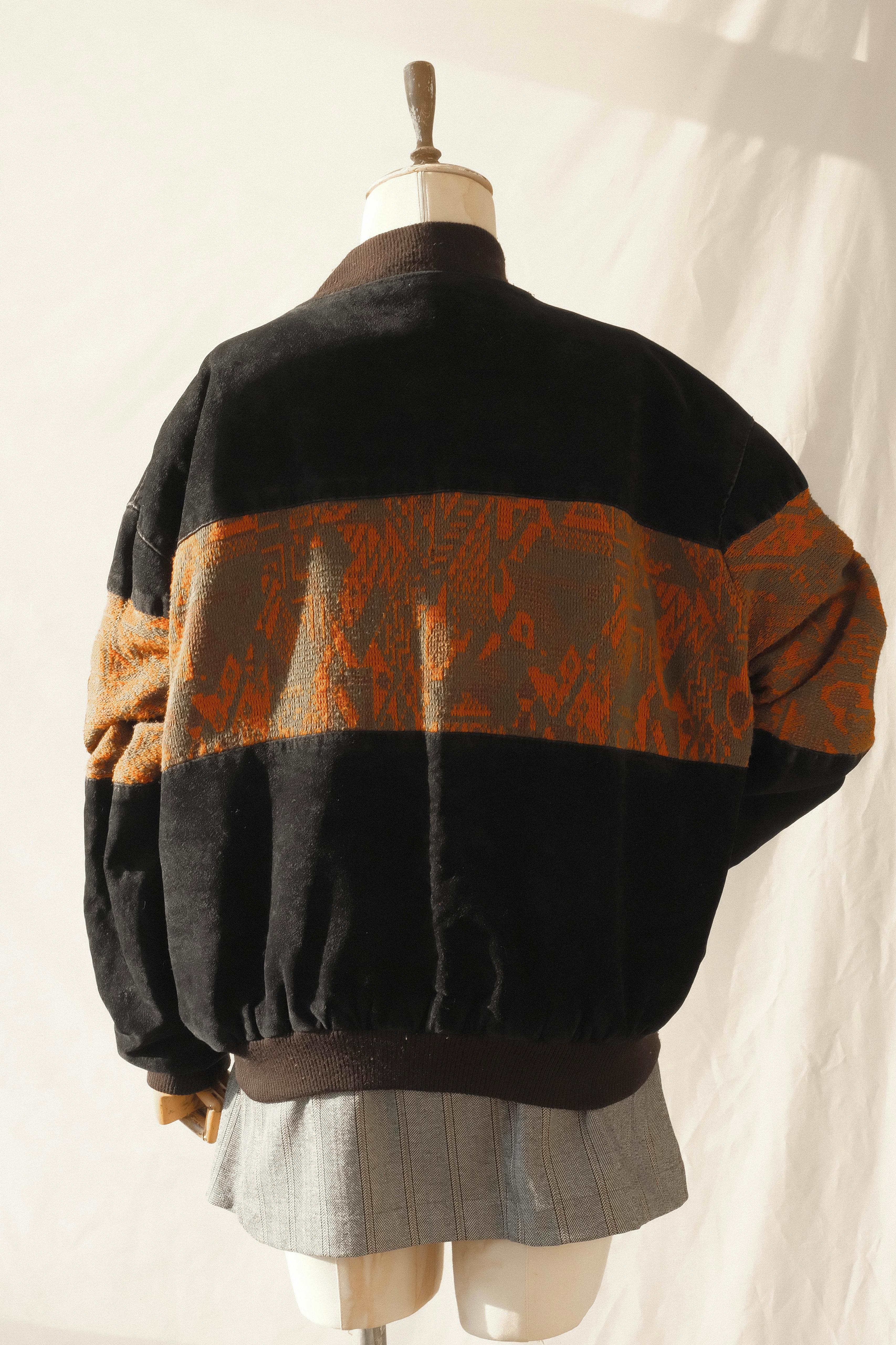 90lar Kadife Aztek Bomber