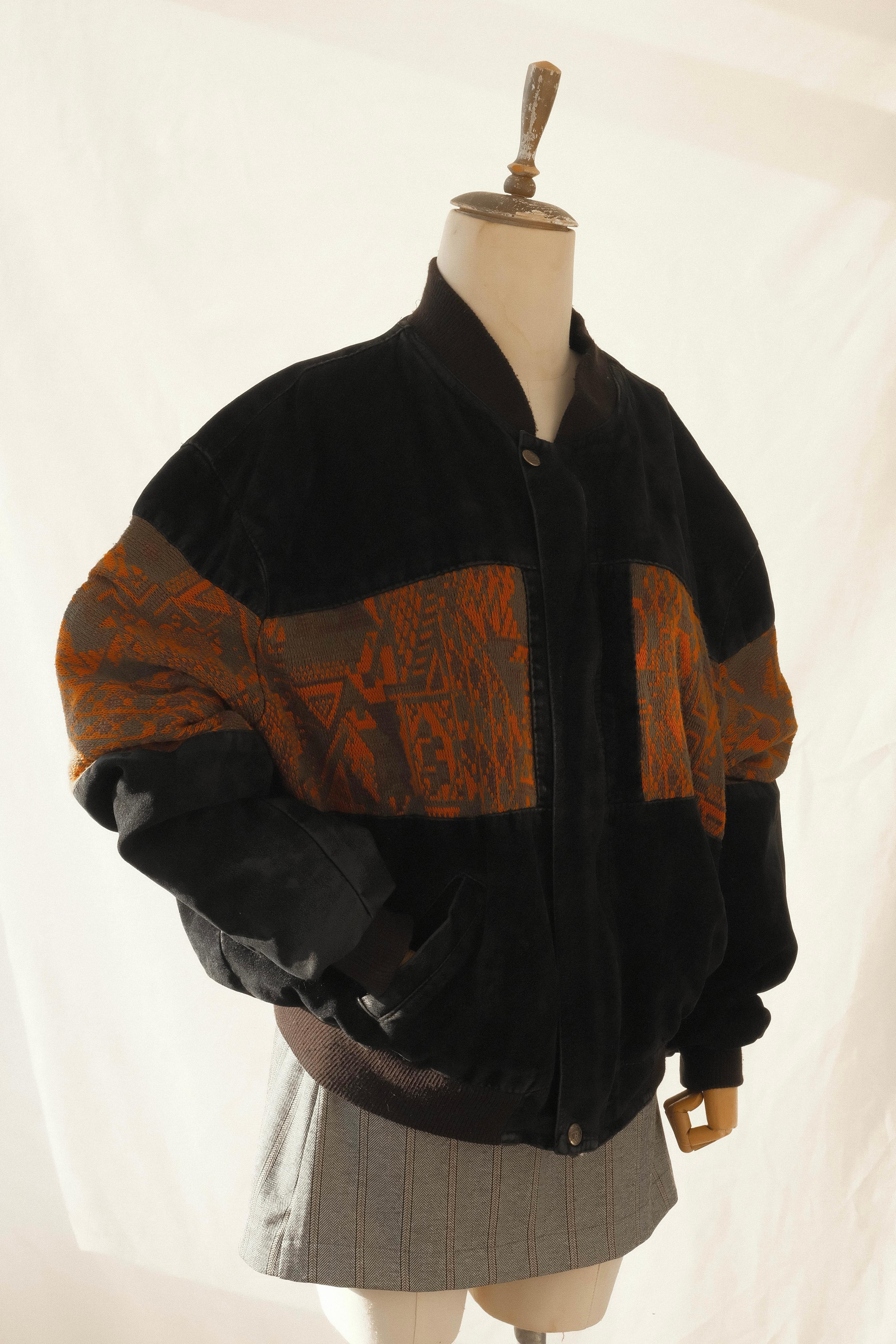 90lar Kadife Aztek Bomber