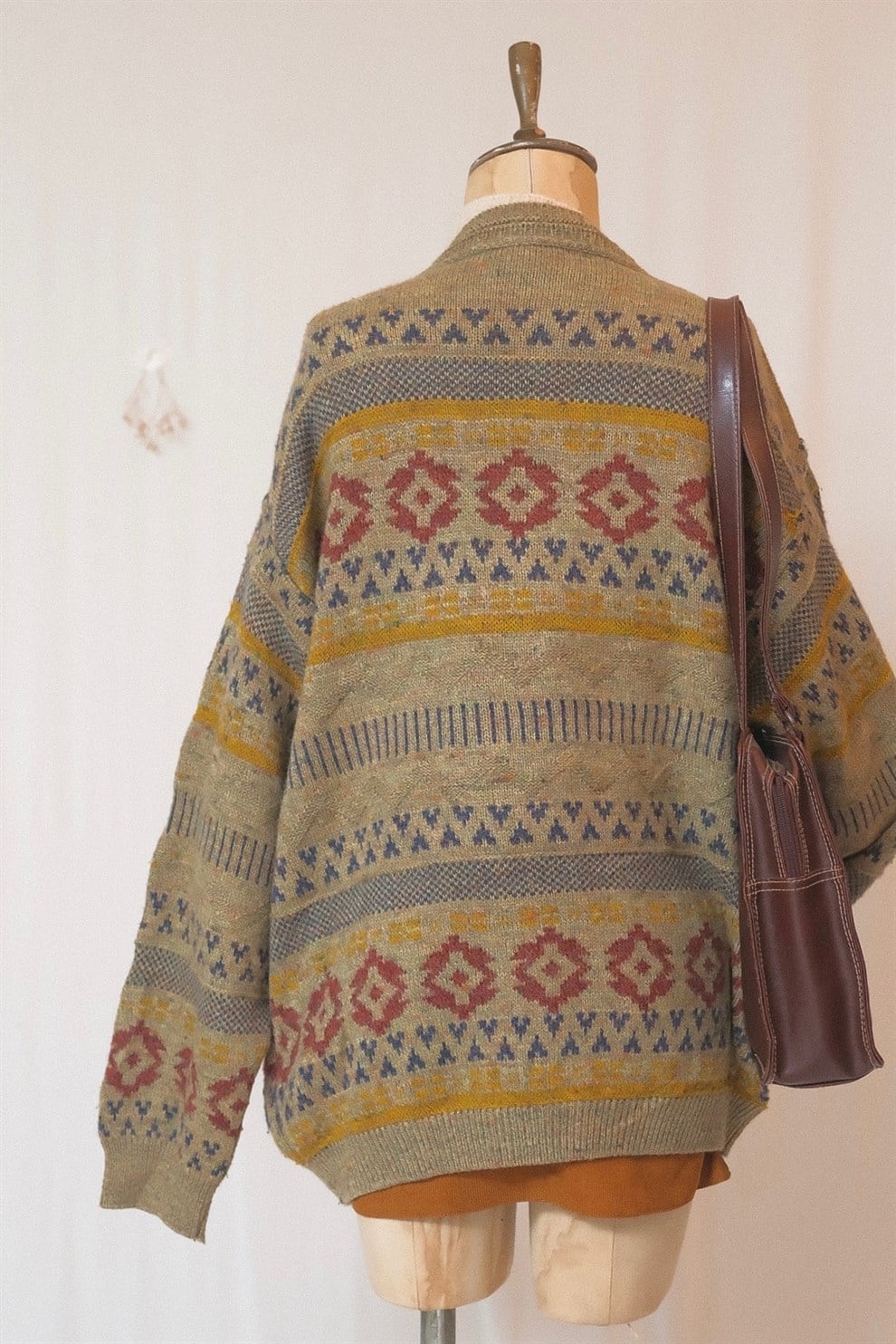 90lar Oversize Desenli Hırka