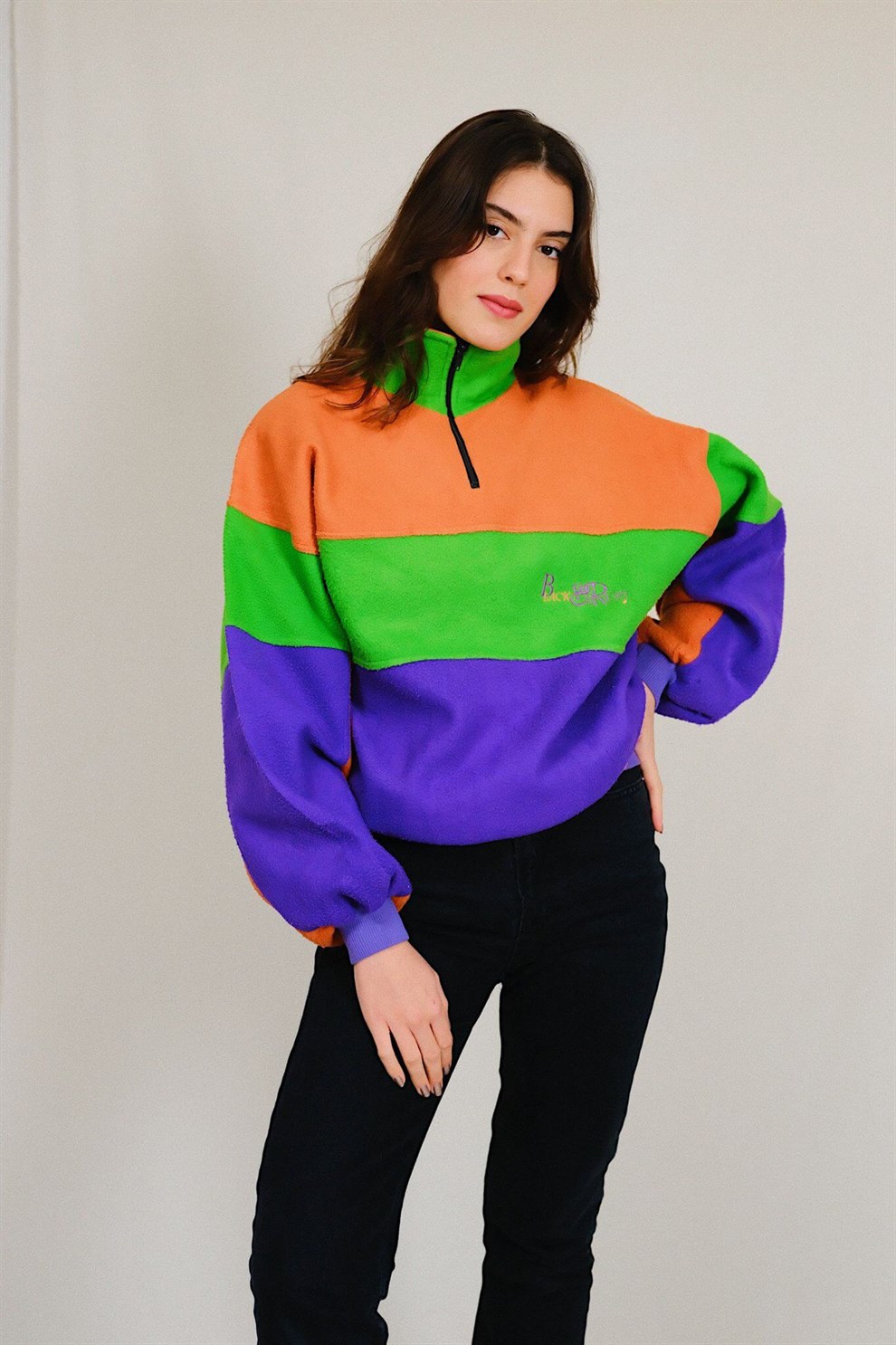 90lar Renkli Polar Sweat