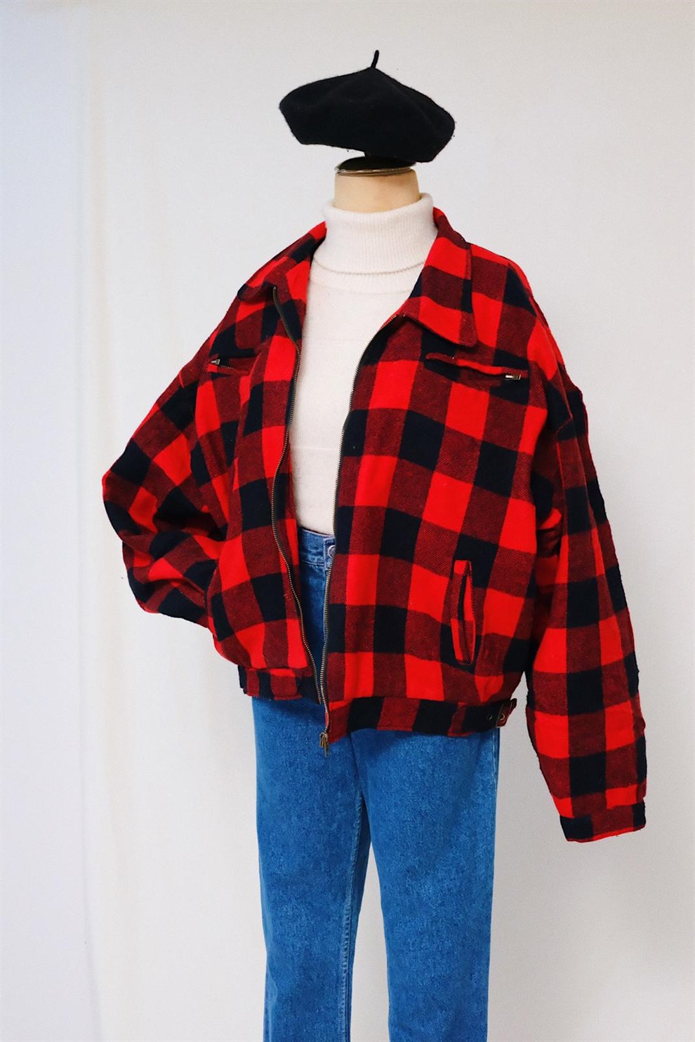 90lar Yün Ekoseli Mont
