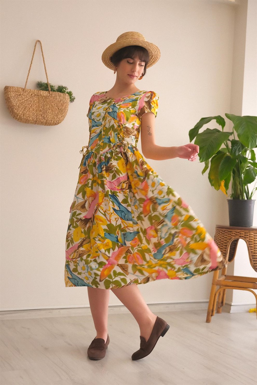 Floral 90lar Elbise
