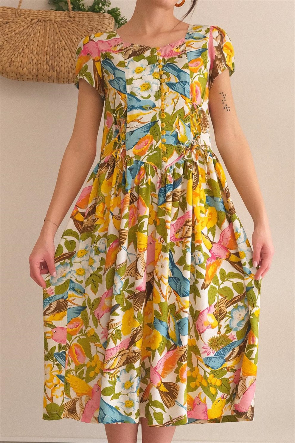 Floral 90lar Elbise
