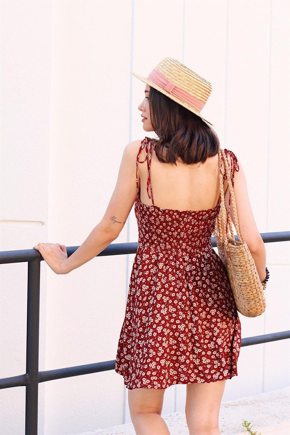 Floral Askılı Elbise