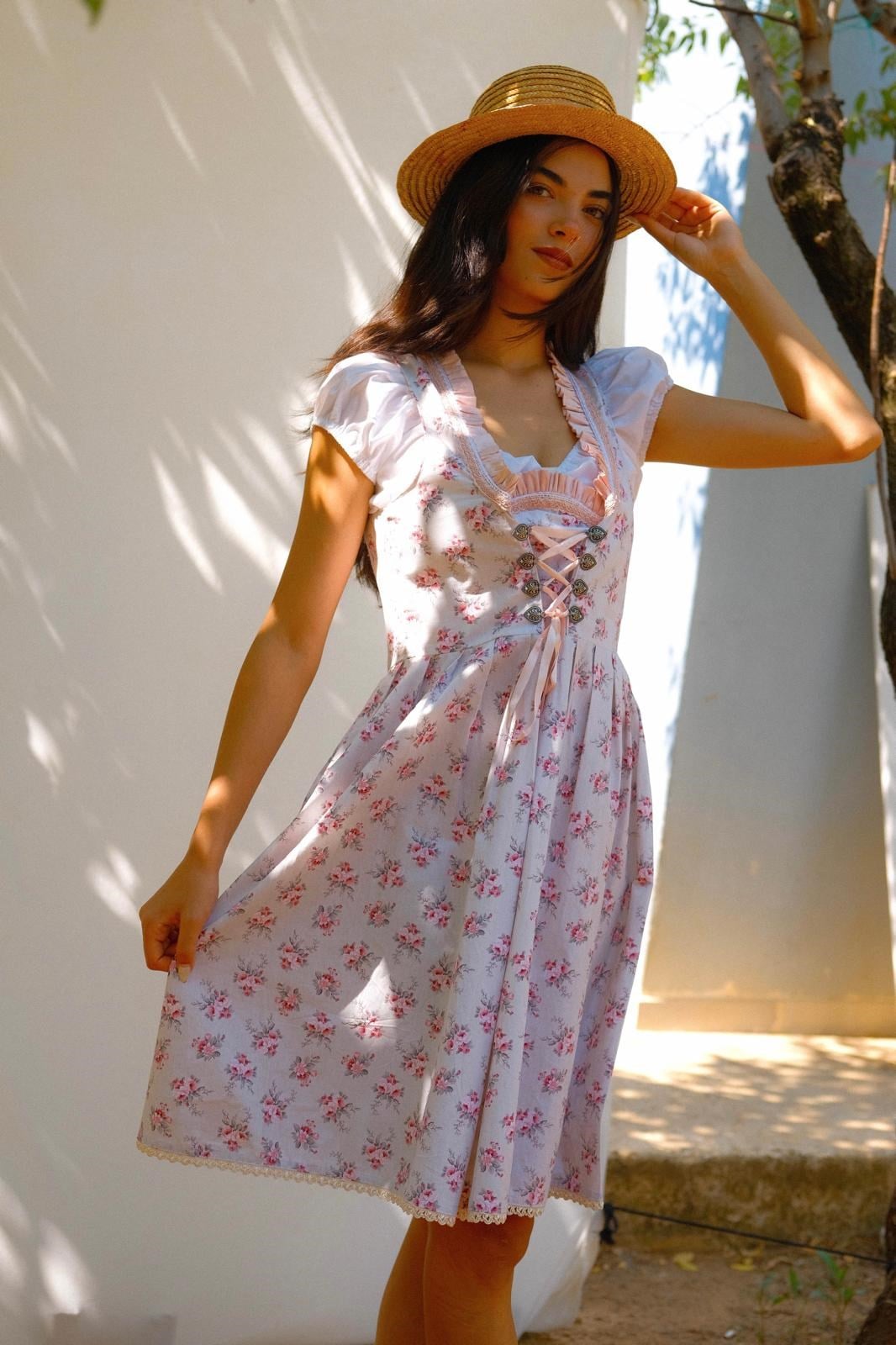 Floral Bavyera Elbise & Crop