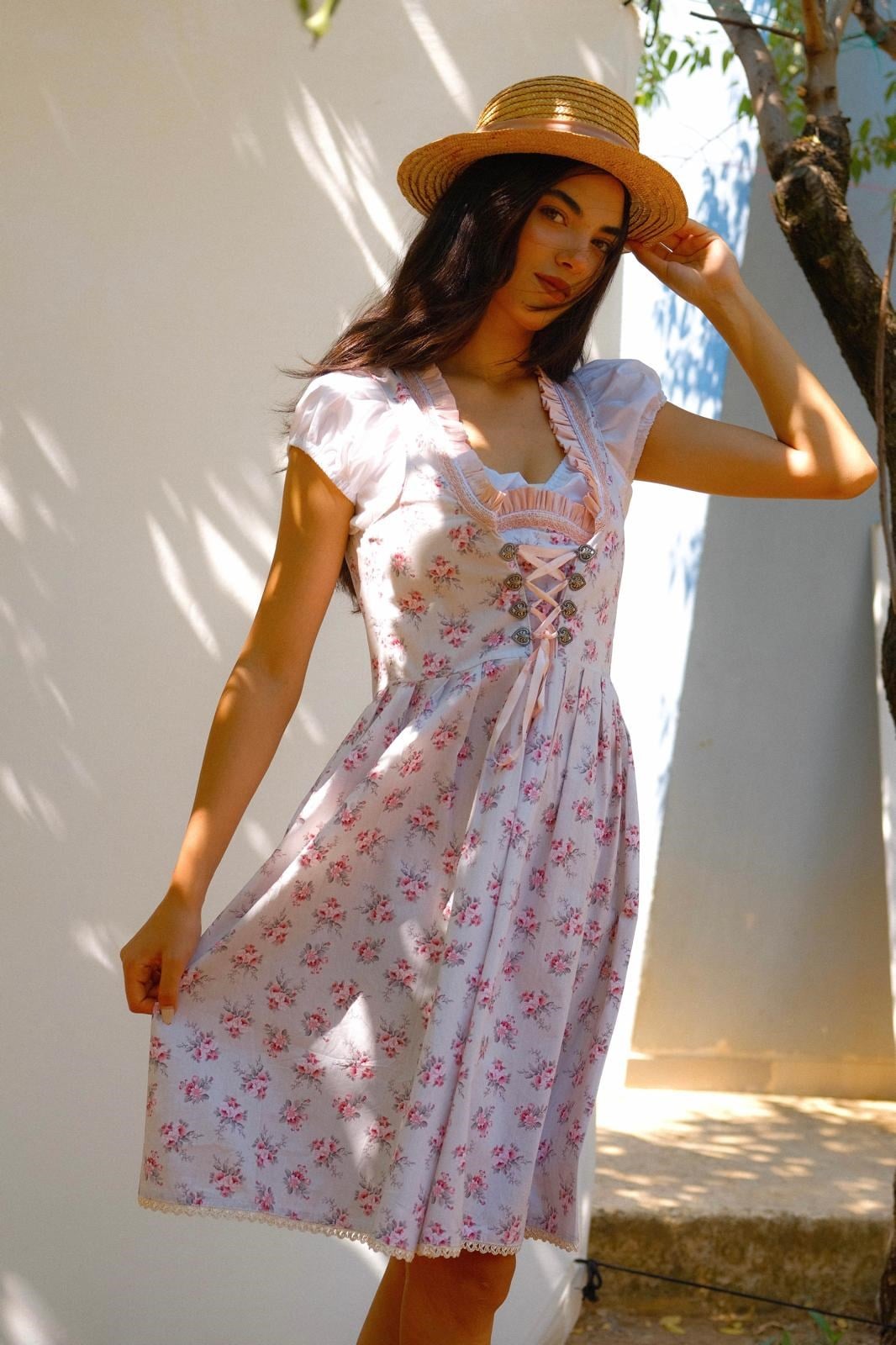 Floral Bavyera Elbise & Crop