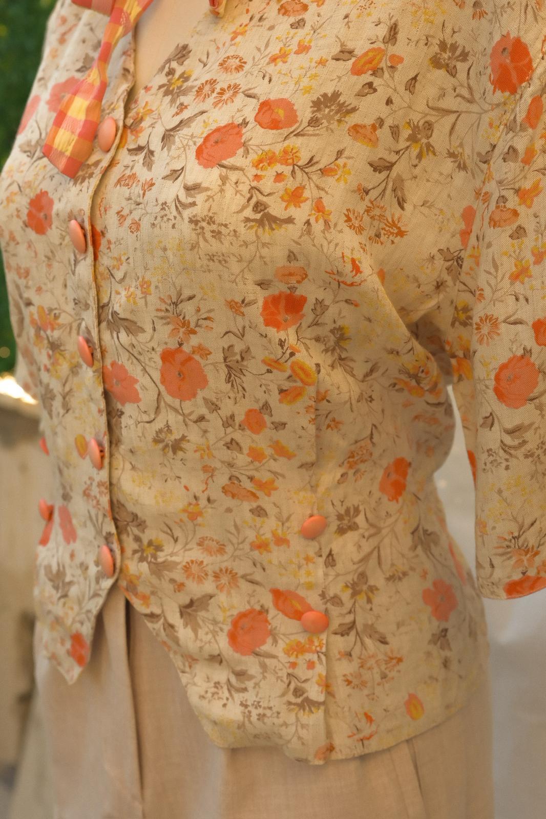 Floral Keten Gömlek