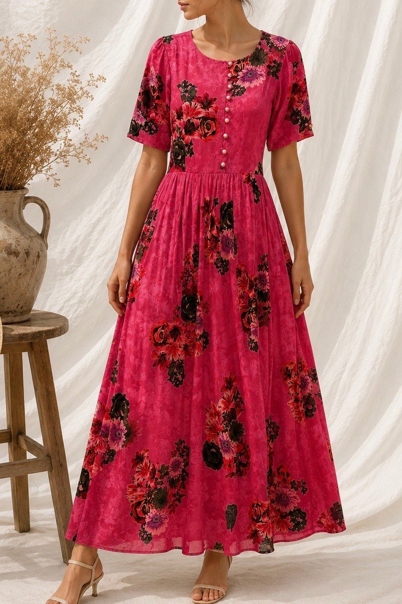 Floral Uzun Elbise