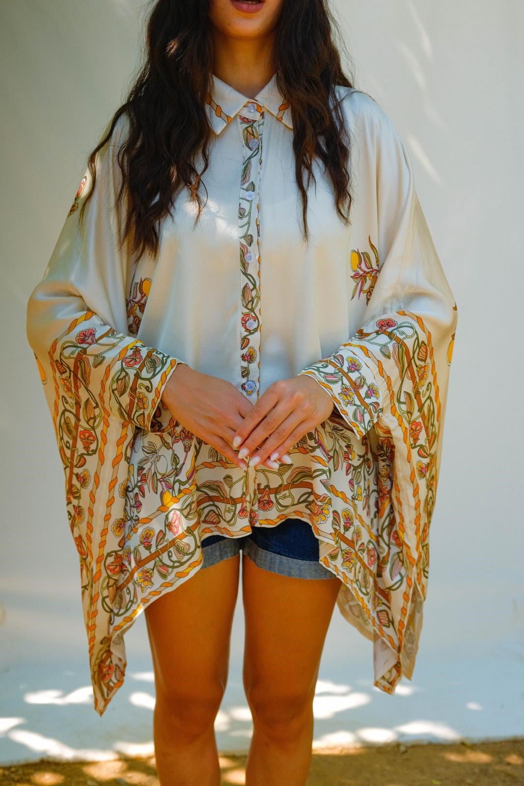 İpek Viskon Kimono Gömlek