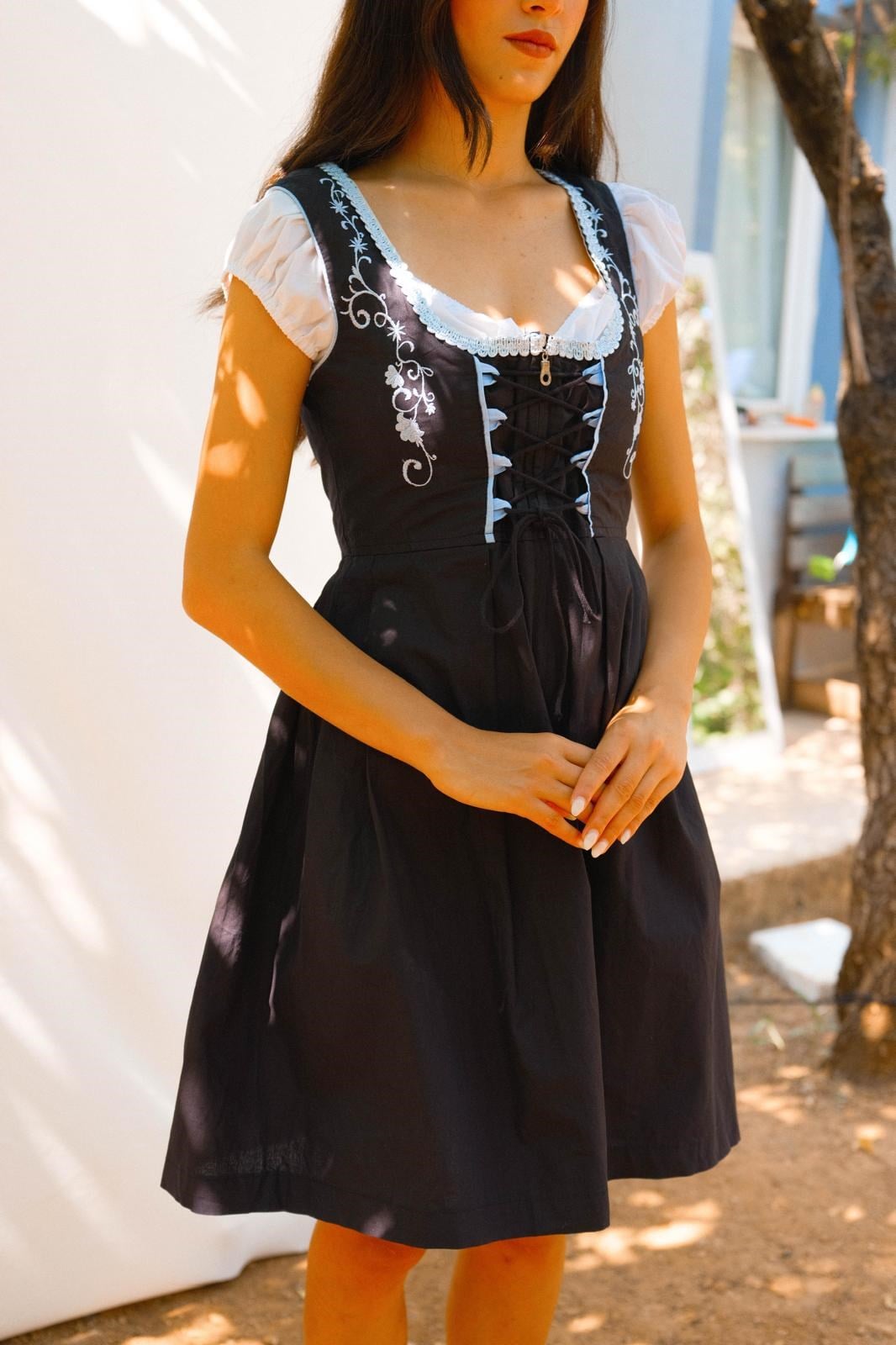 İşlemeli Bavyera Elbise & Crop