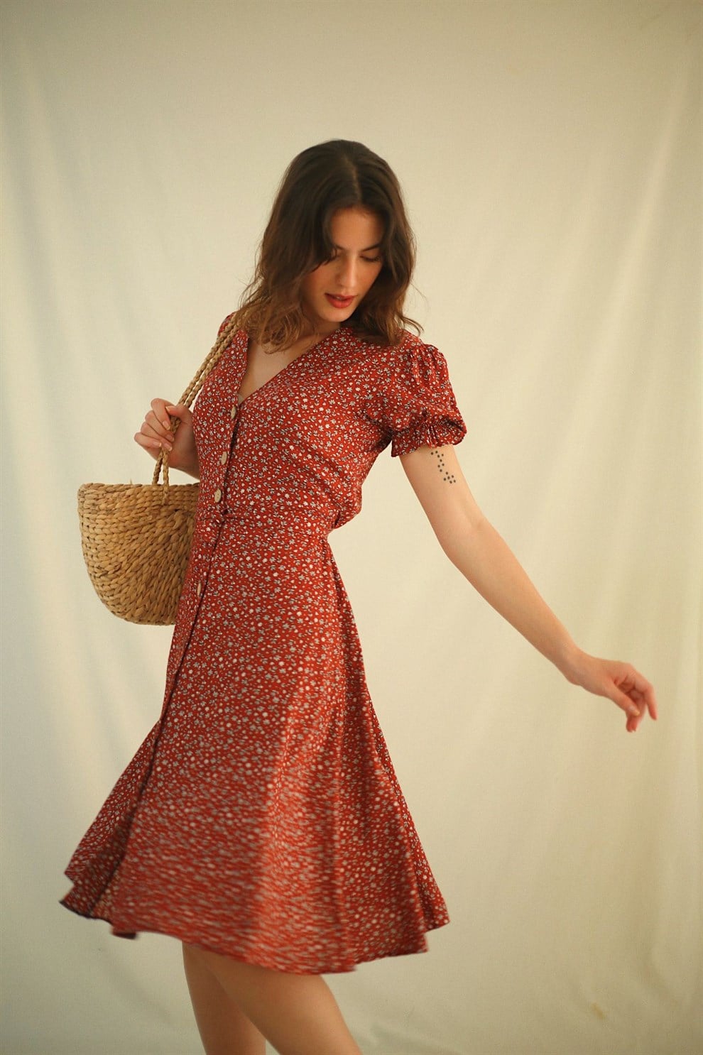 Kiremit Kırmızı Bonnie Dress