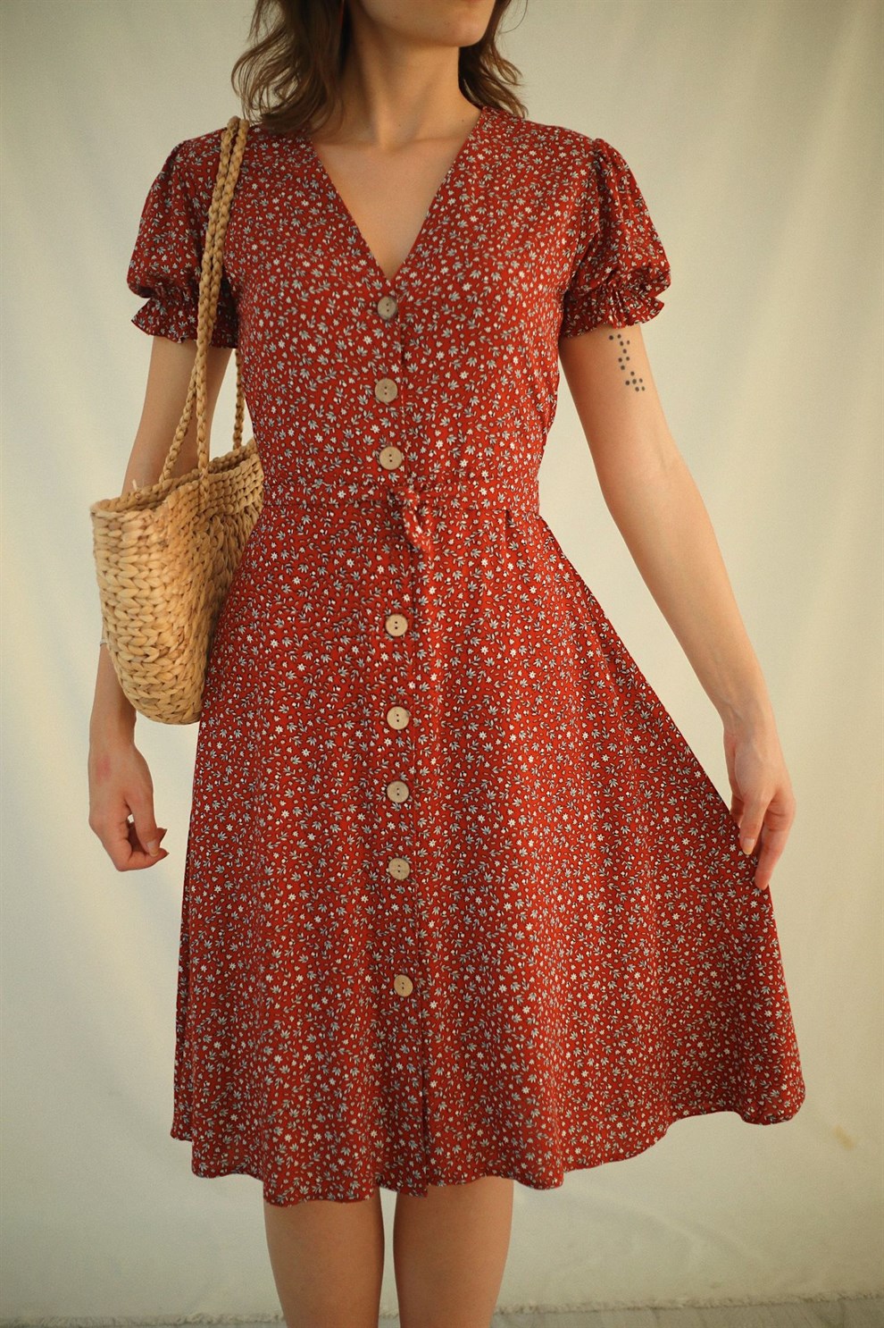 Kiremit Kırmızı Bonnie Dress