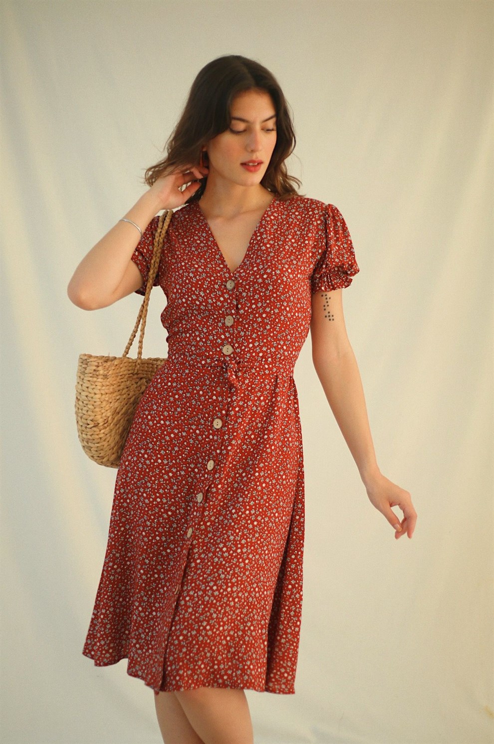 Kiremit Kırmızı Bonnie Dress