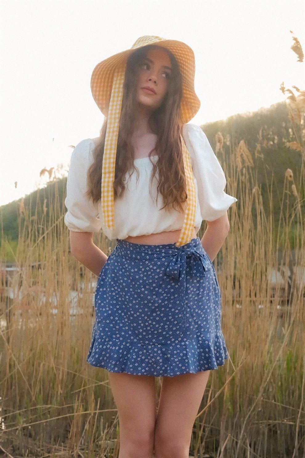 Mavi Flory Şort Etek