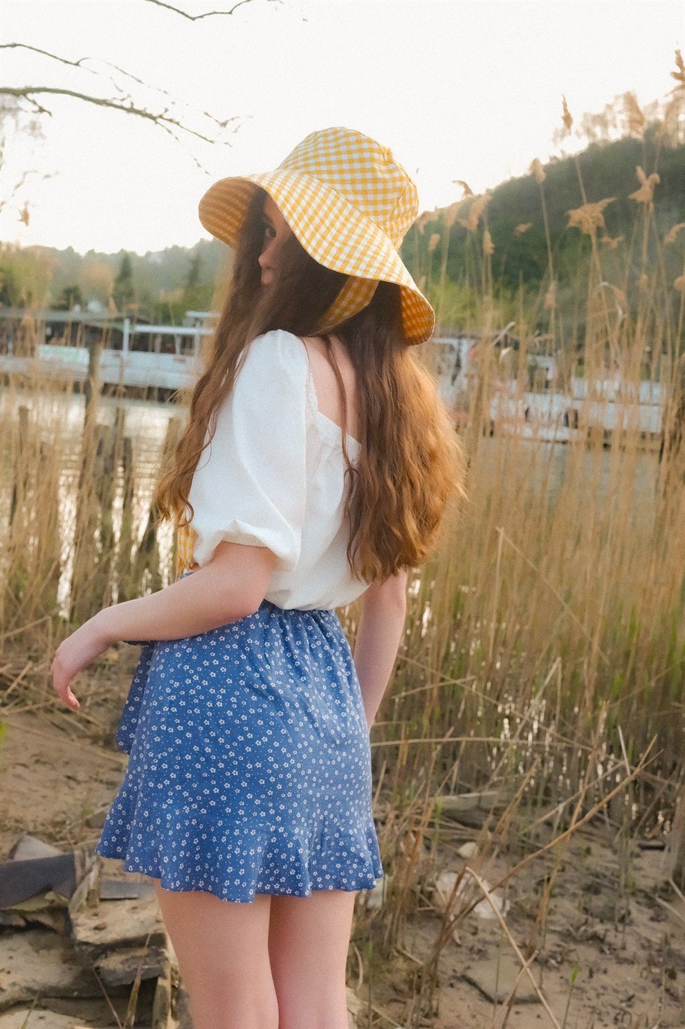 Mavi Flory Şort Etek