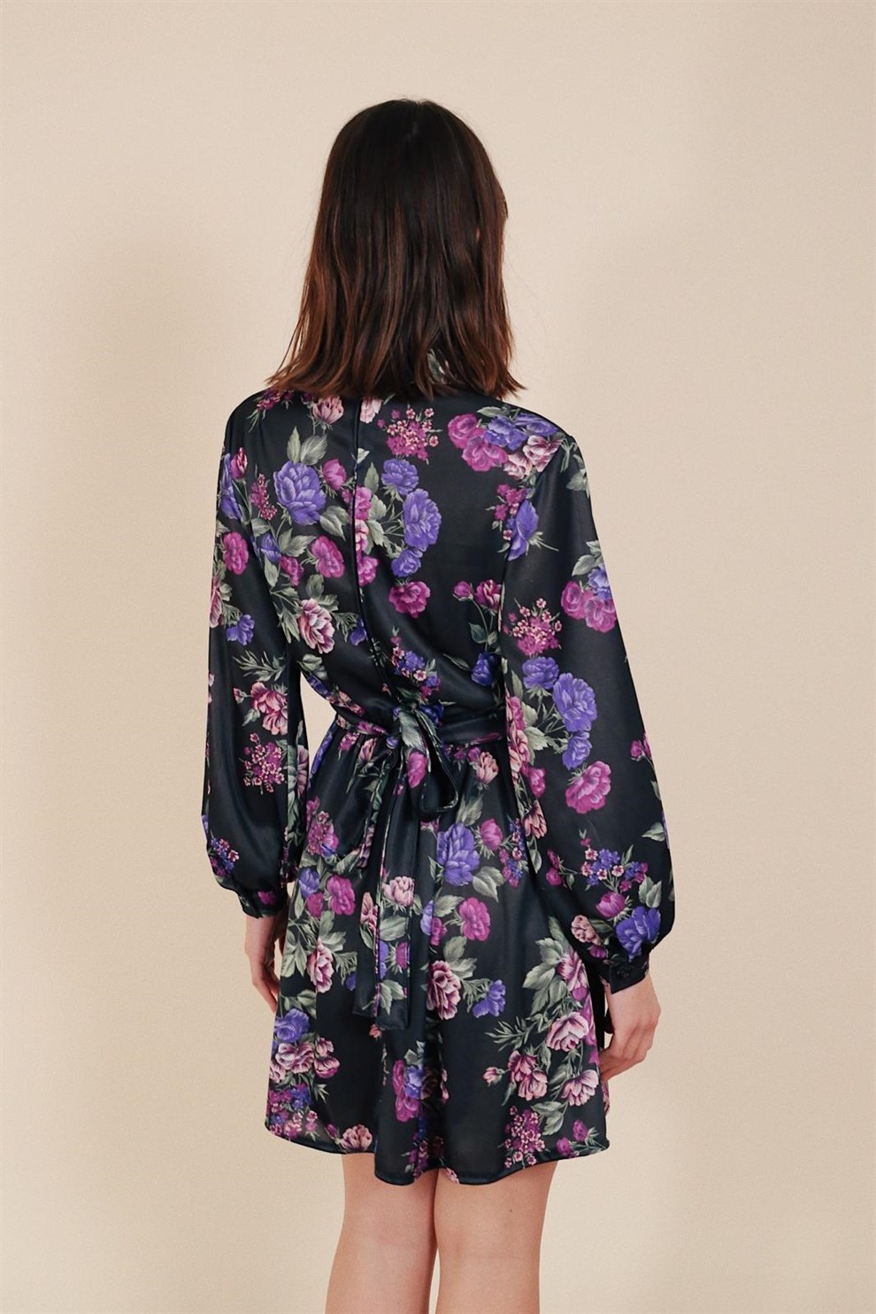 Mor Floral Elbise
