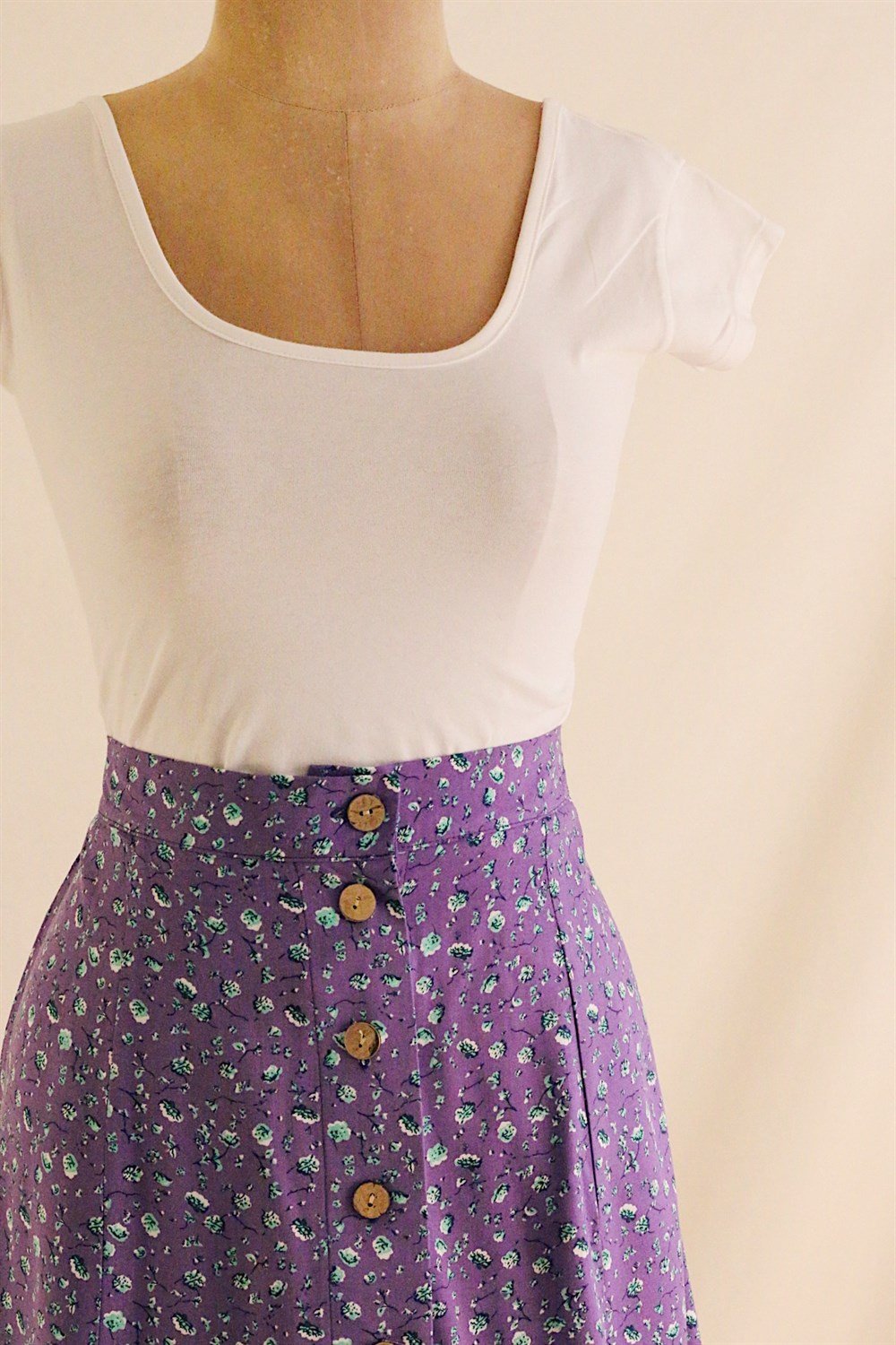 Mor Floral Mini Etek