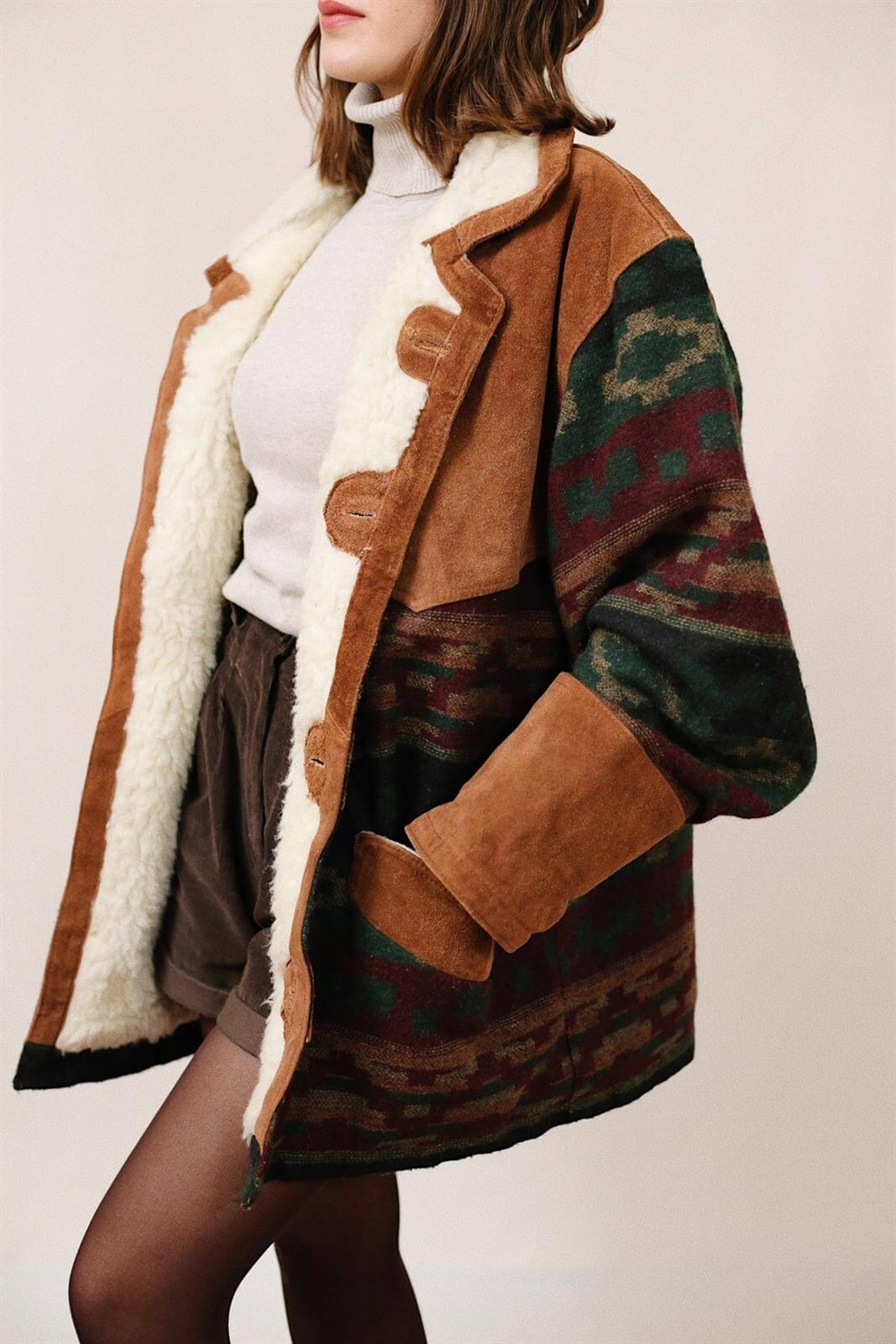 Orj. Süet Deri Aztek Mont