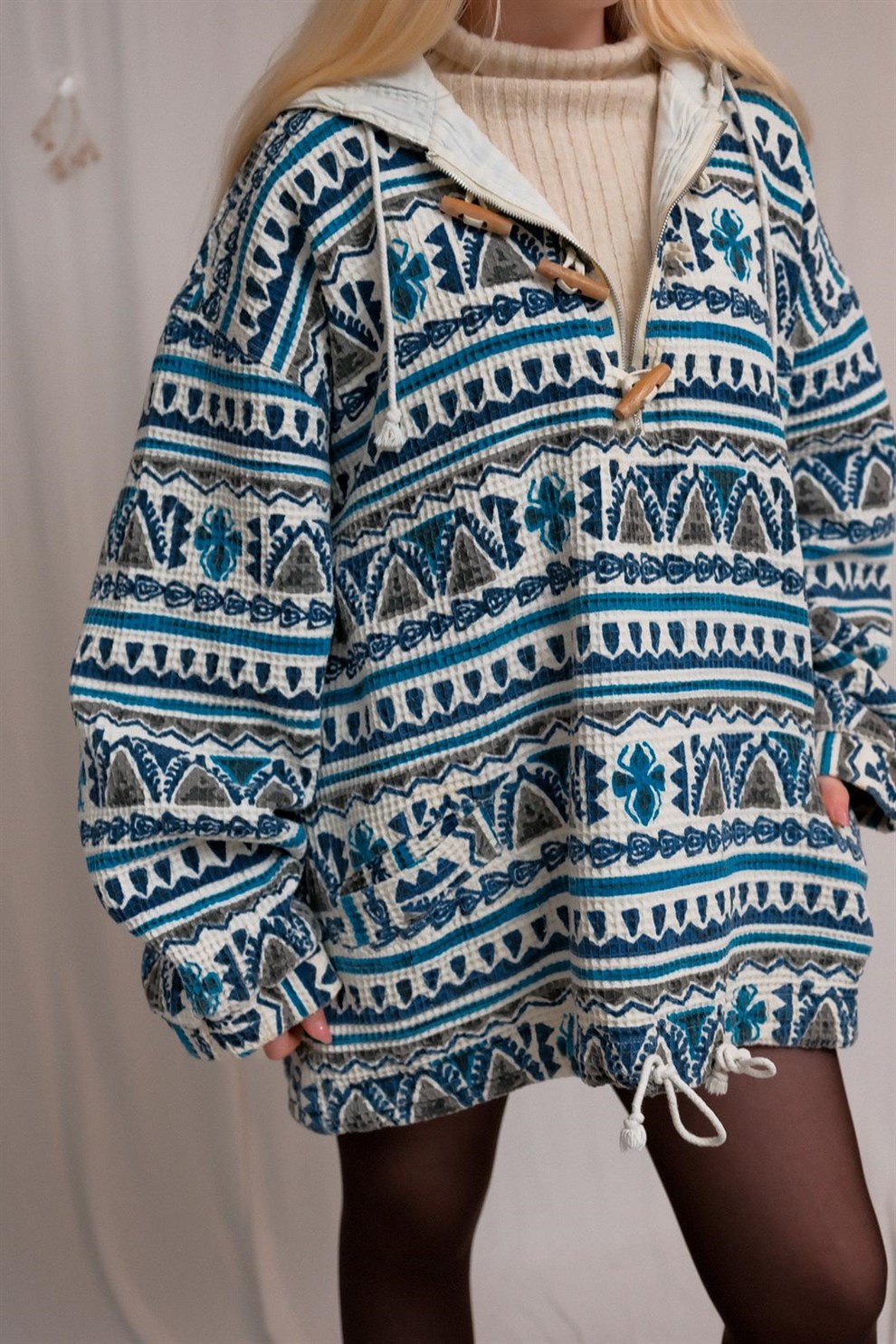 Oversize Desenli Hoodie