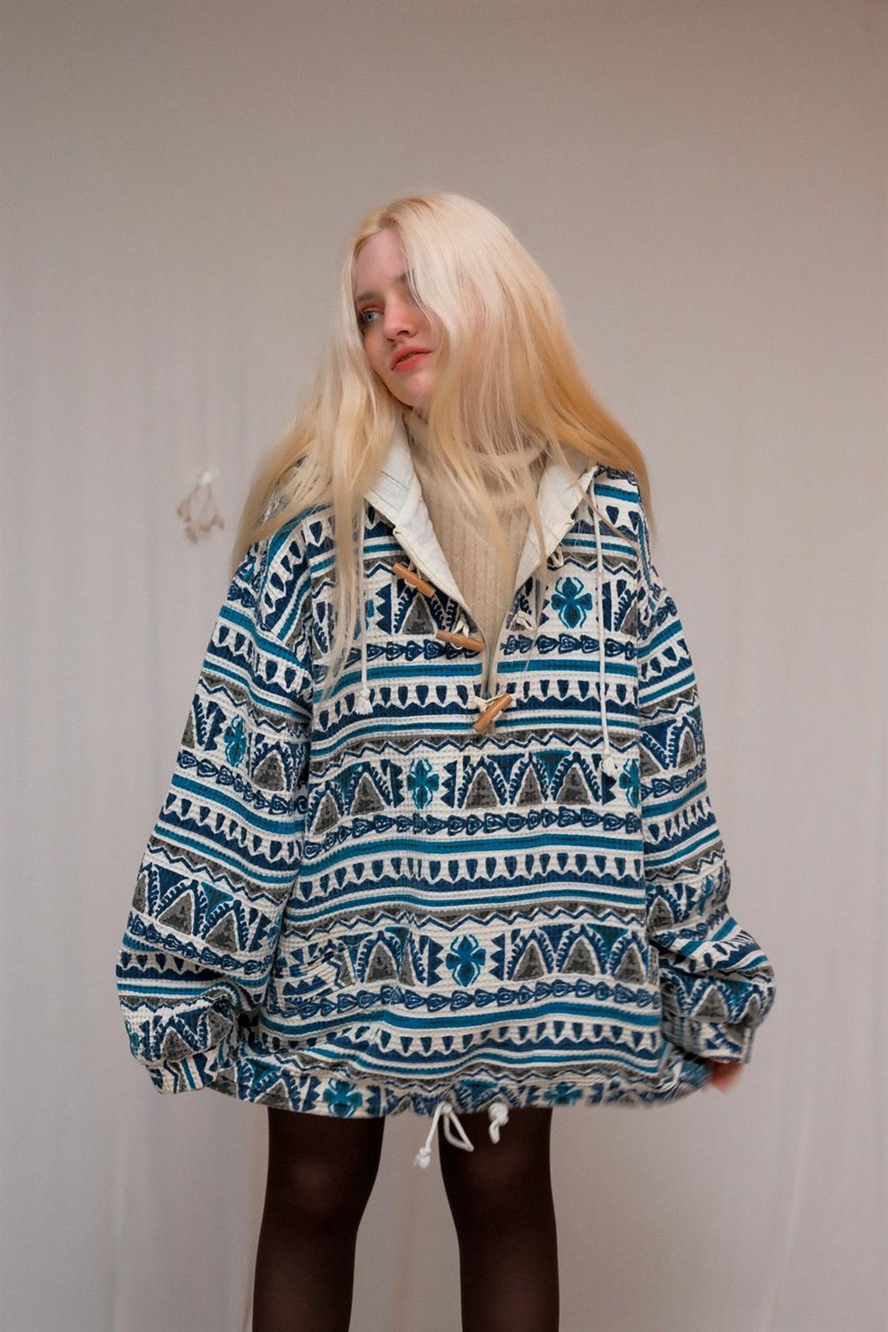 Oversize Desenli Hoodie