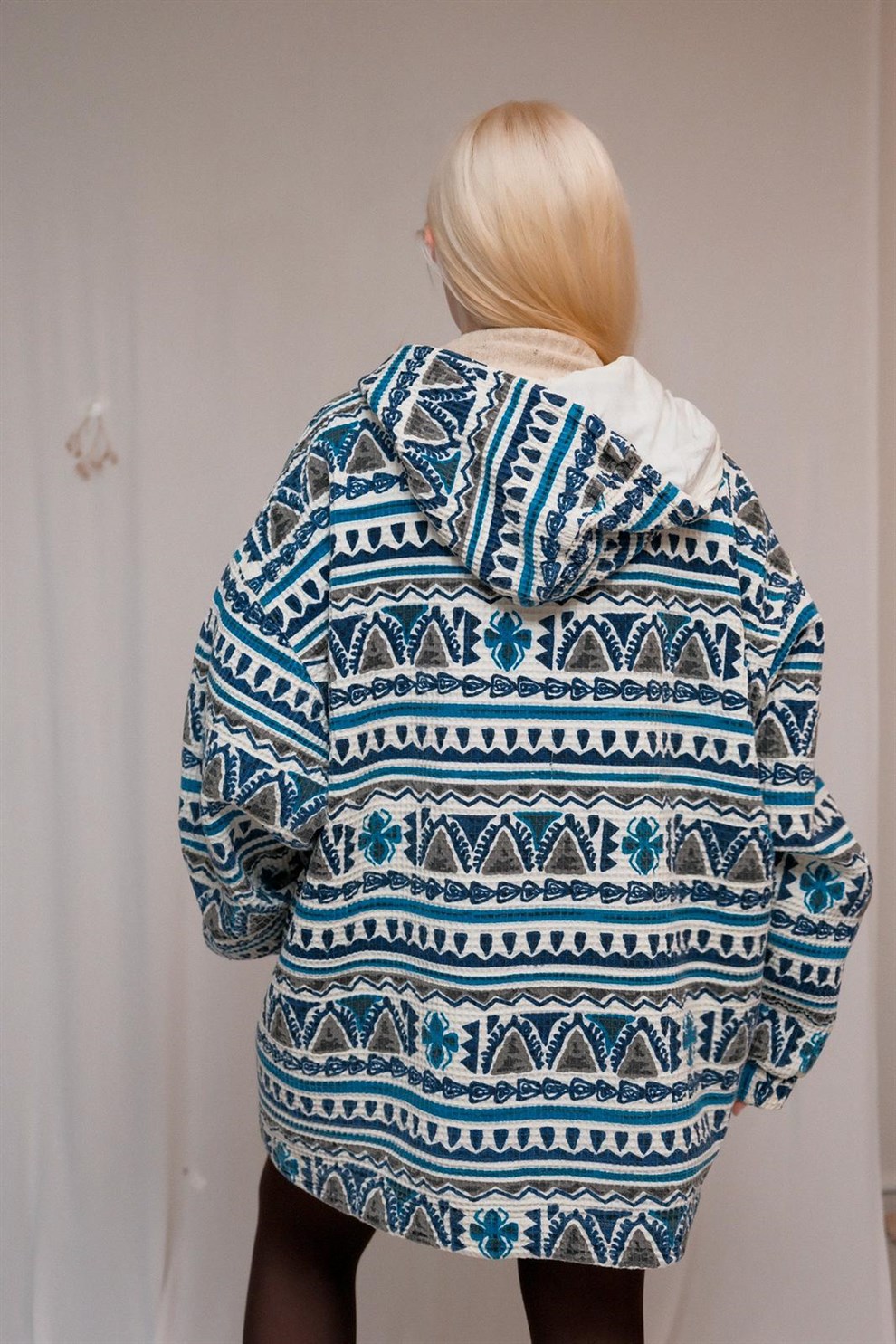 Oversize Desenli Hoodie