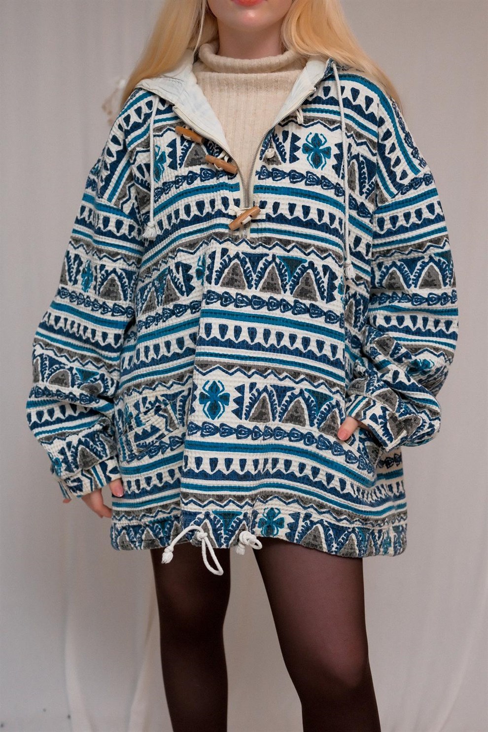 Oversize Desenli Hoodie