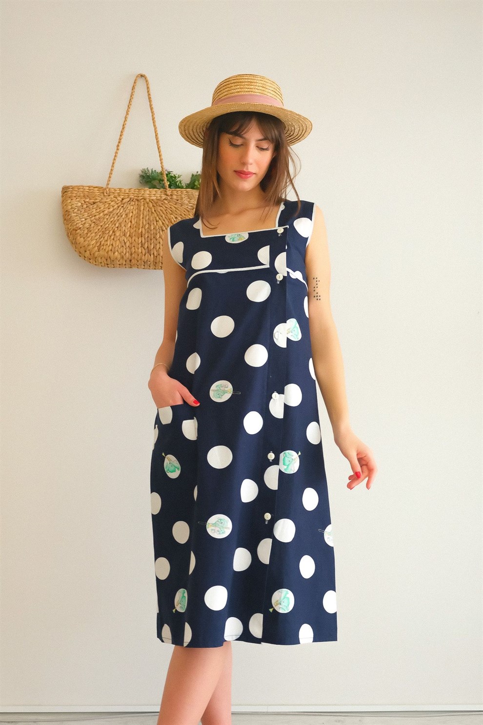 Puantiyeli 90lar Elbise