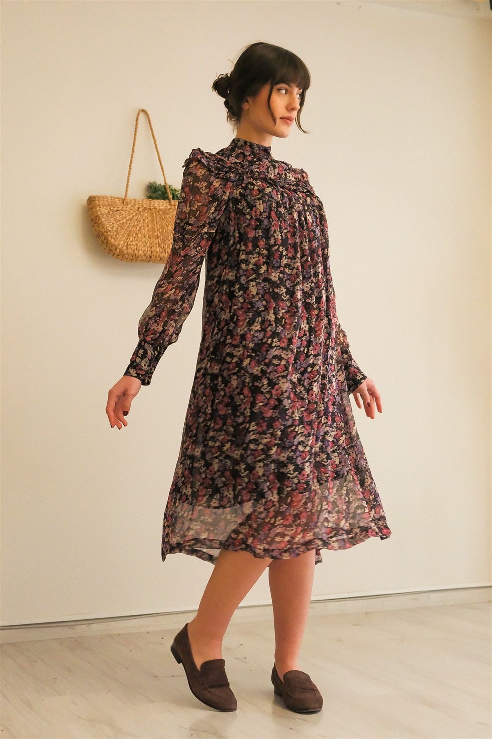 Şifon Floral Elbise