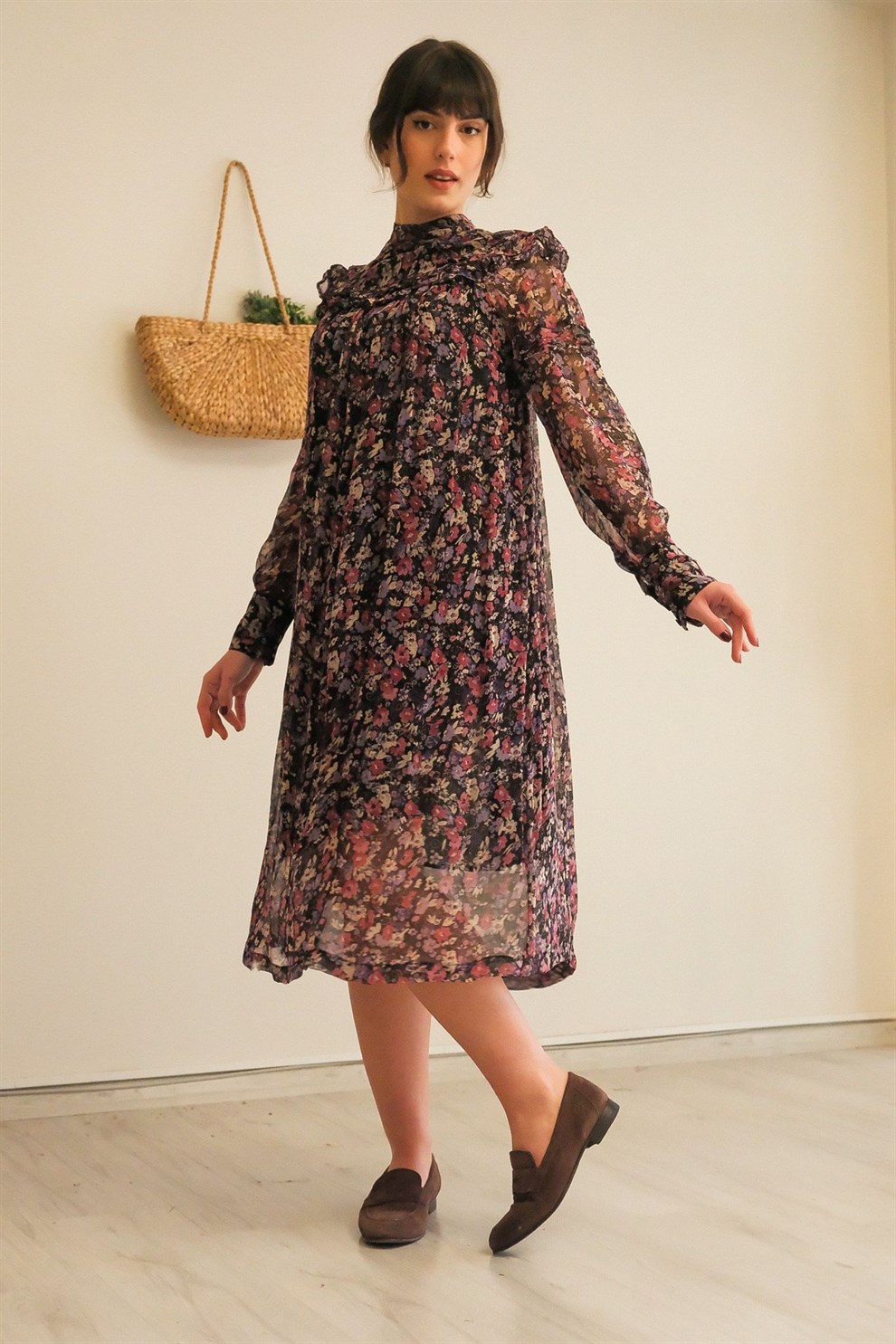 Şifon Floral Elbise