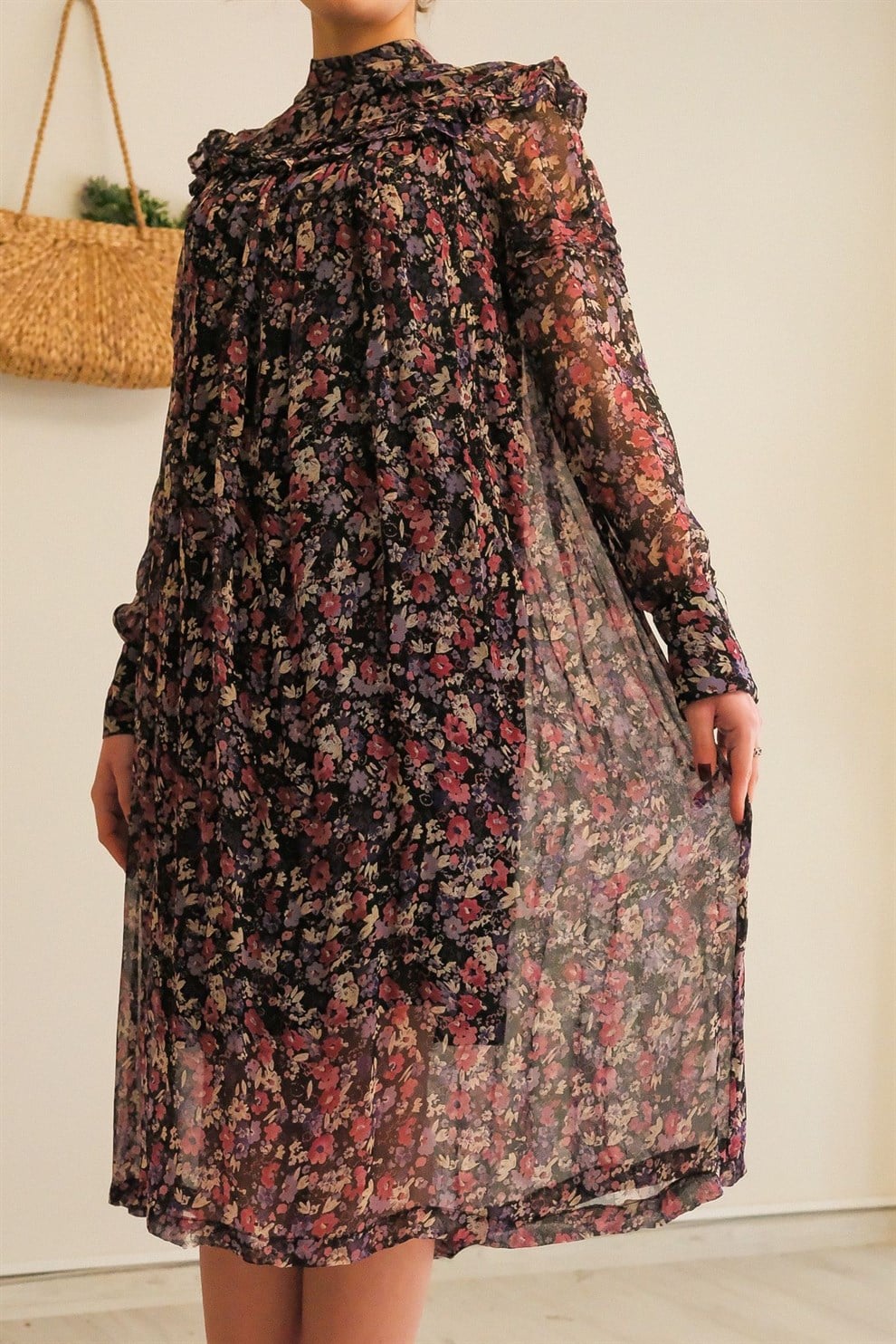 Şifon Floral Elbise